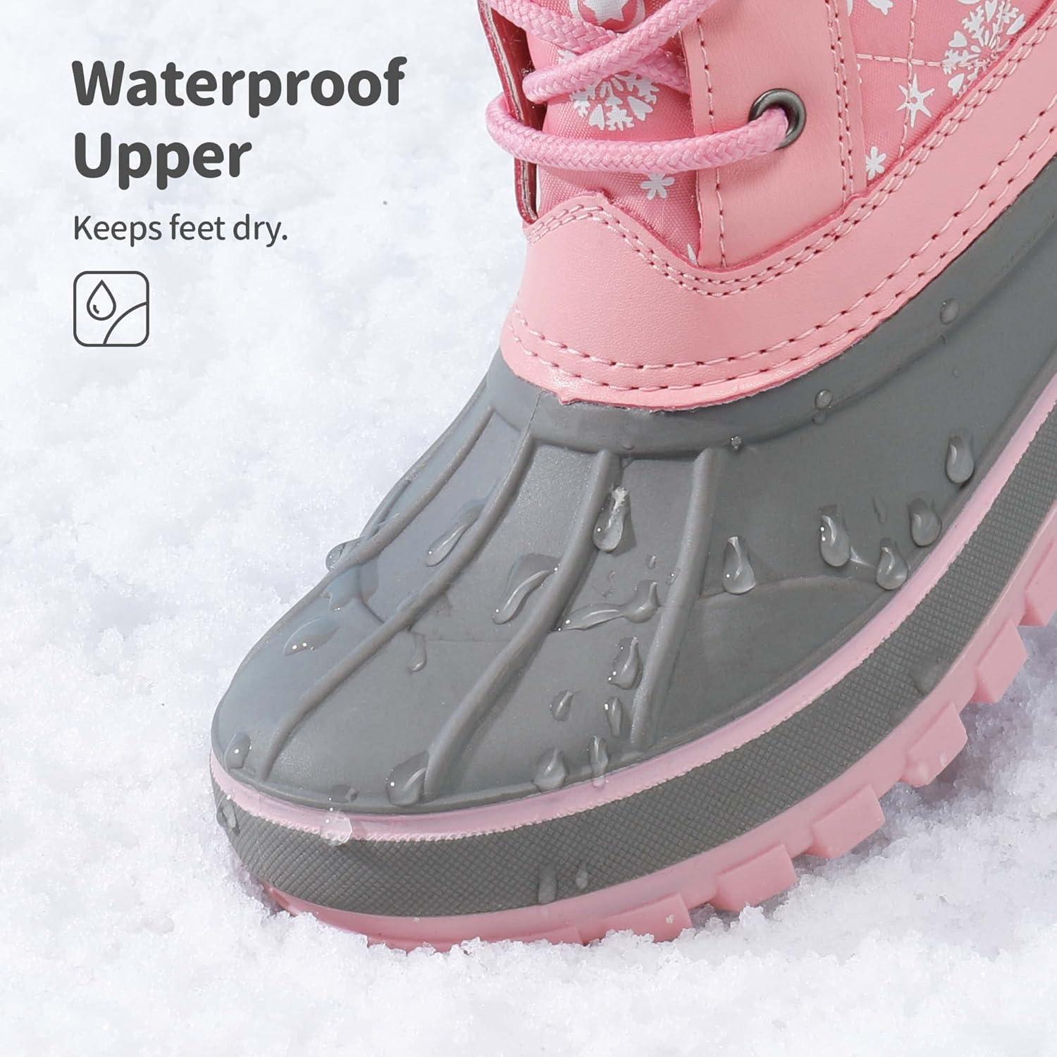 imageDREAM PAIRS Girls Boys Snow Boots WaterResistant Outdoor Warm Cozy AntiSlip Mid Calf Faux Fur Lining Winter Shoes for LittleBig KidsPink