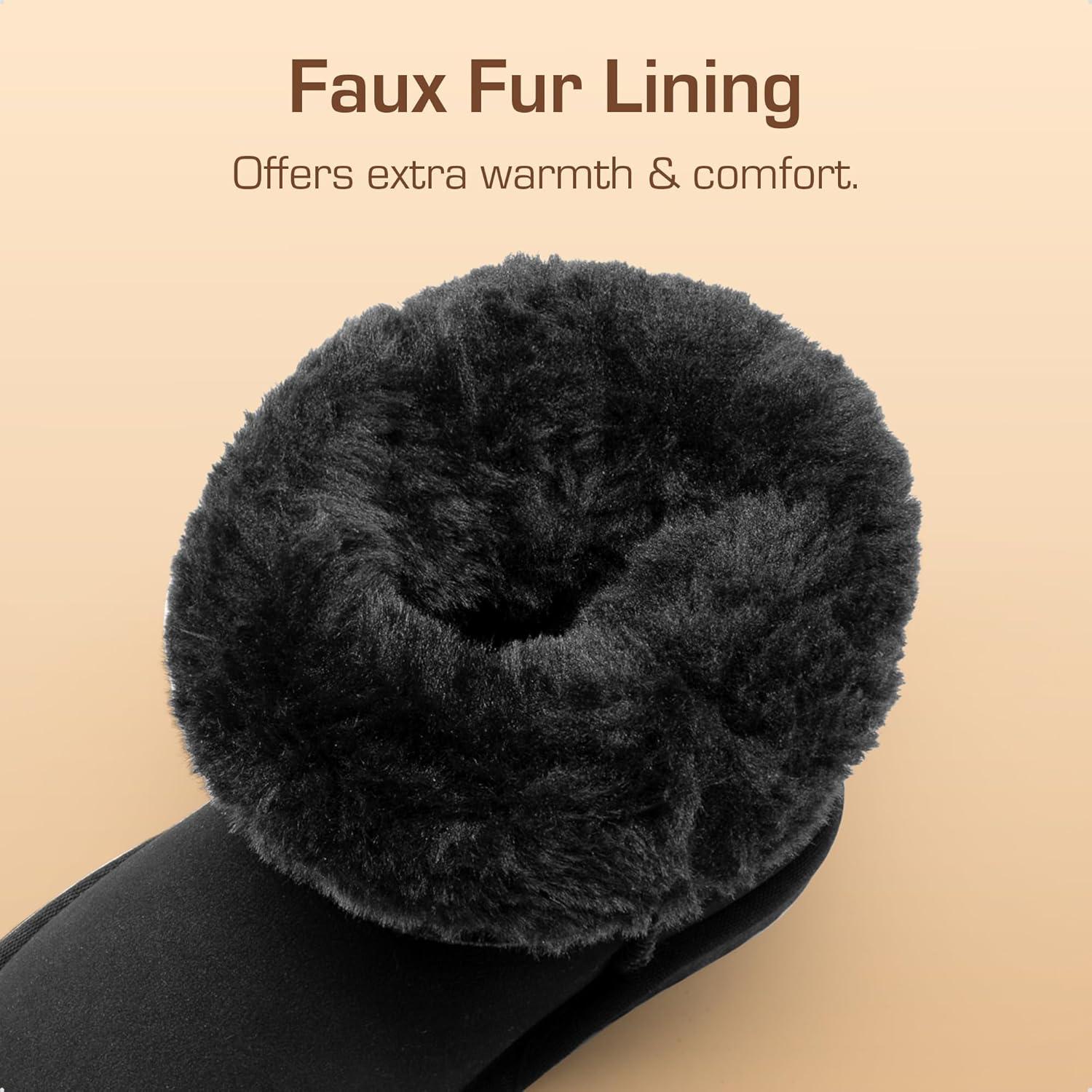 imageDREAM PAIRS Girls Boys Winter Boots Faux Fur Lined Mid Calf Kids Snow Tall Shoes FuzzyChic Kids Buckle for Little KidBig KidBlackGrey