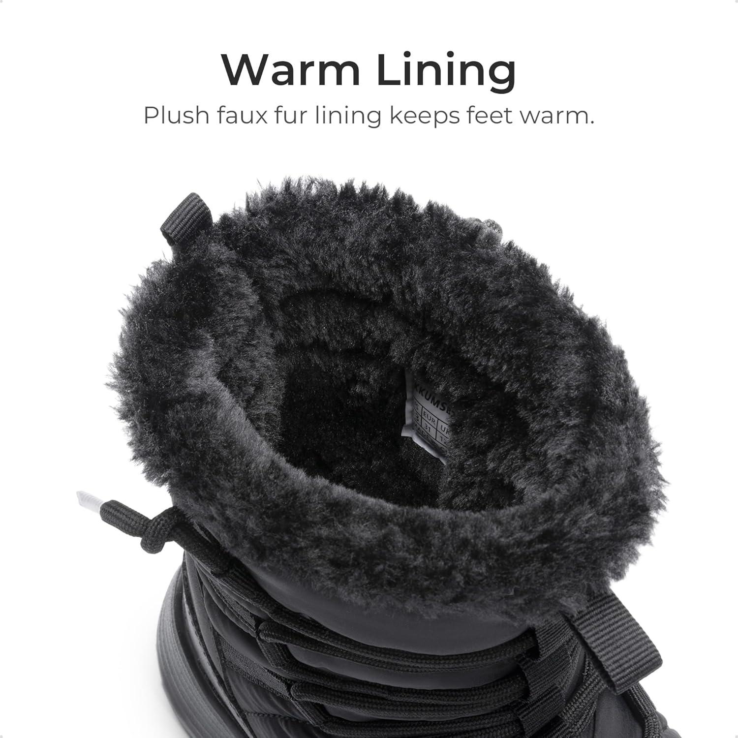 imageDREAM PAIRS Girls Boys Winter Snow Boots Slip Resistant Faux Fur Lined Windproof Warm SlipOn Boots for KidsBlack