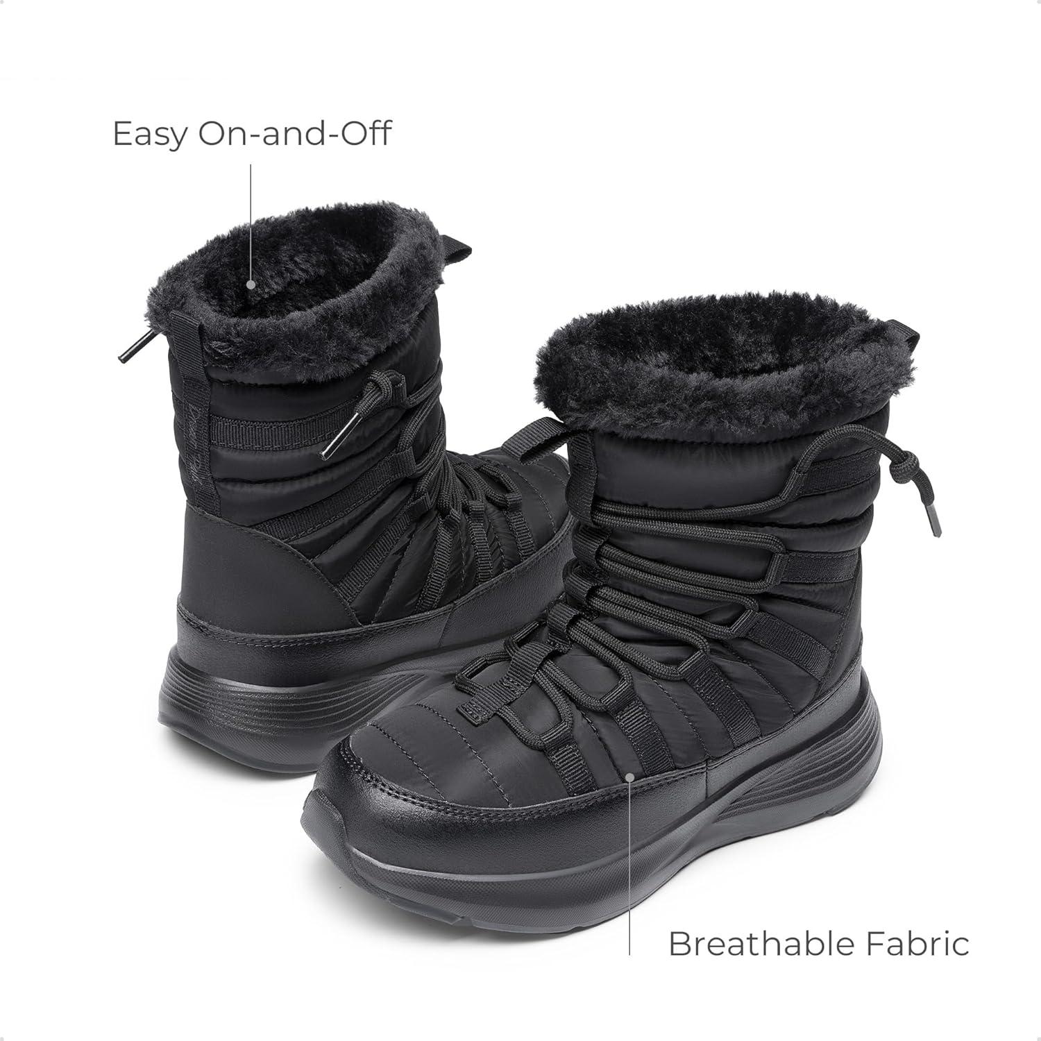 imageDREAM PAIRS Girls Boys Winter Snow Boots Slip Resistant Faux Fur Lined Windproof Warm SlipOn Boots for KidsBlack