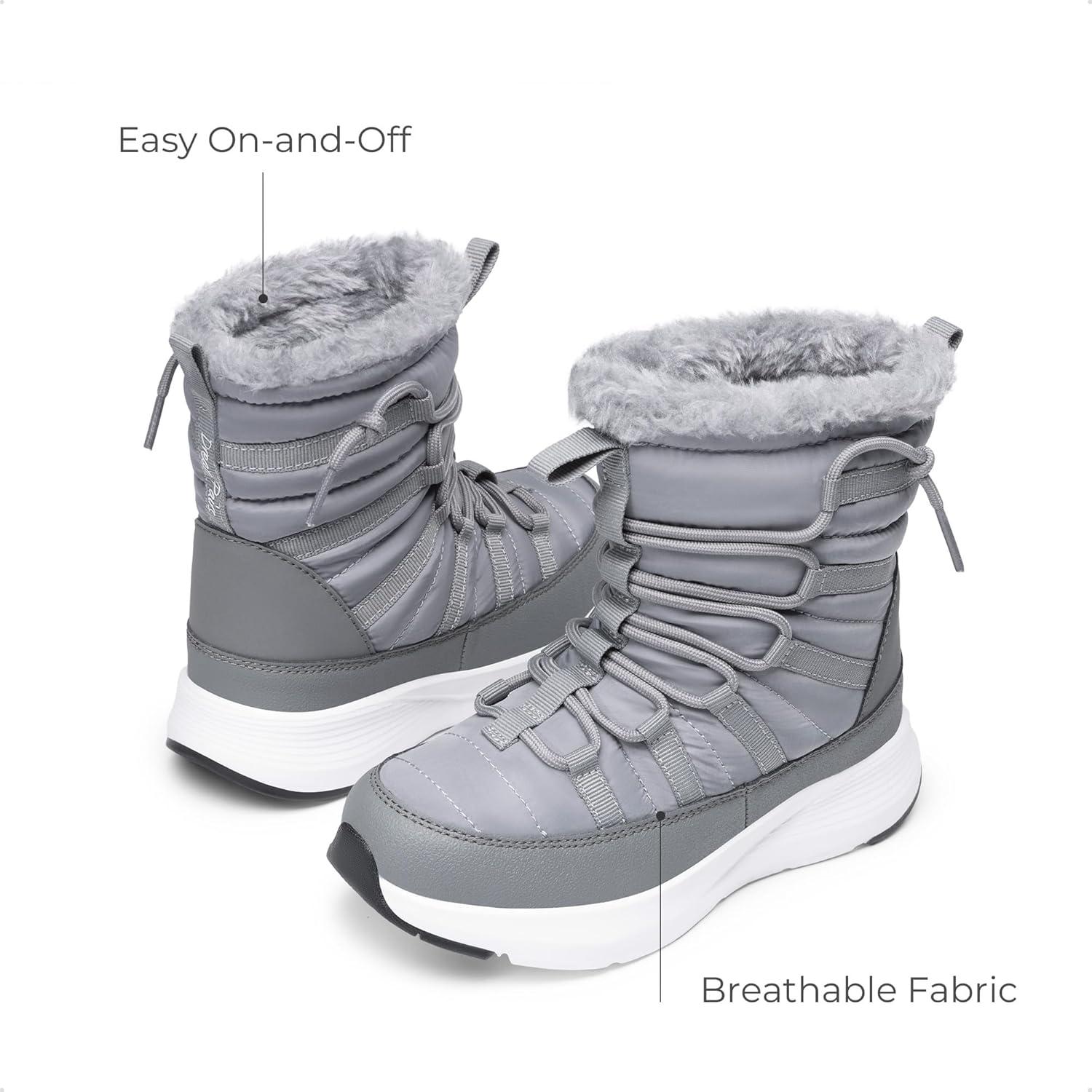 imageDREAM PAIRS Girls Boys Winter Snow Boots Slip Resistant Faux Fur Lined Windproof Warm SlipOn Boots for KidsGrey