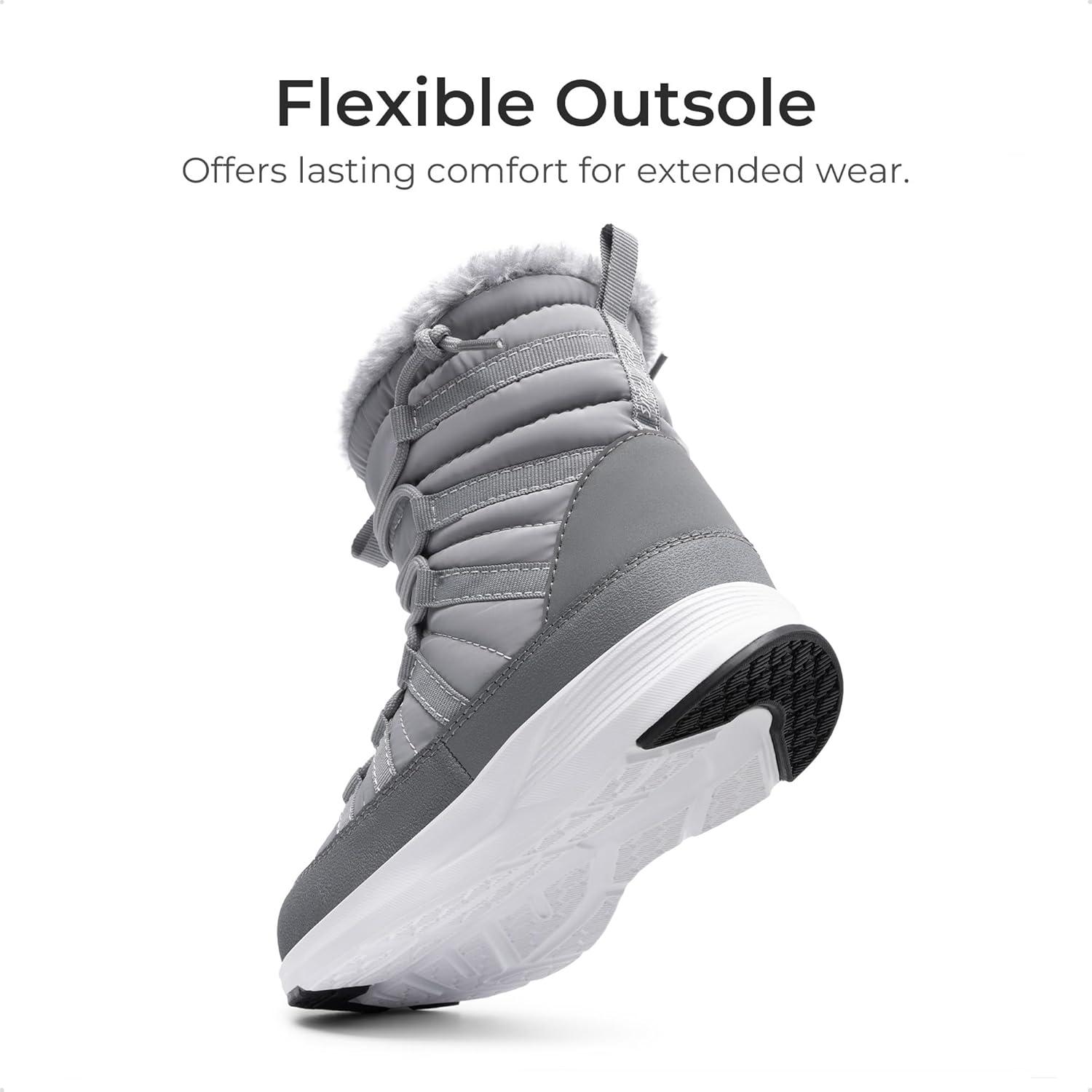 imageDREAM PAIRS Girls Boys Winter Snow Boots Slip Resistant Faux Fur Lined Windproof Warm SlipOn Boots for KidsGrey