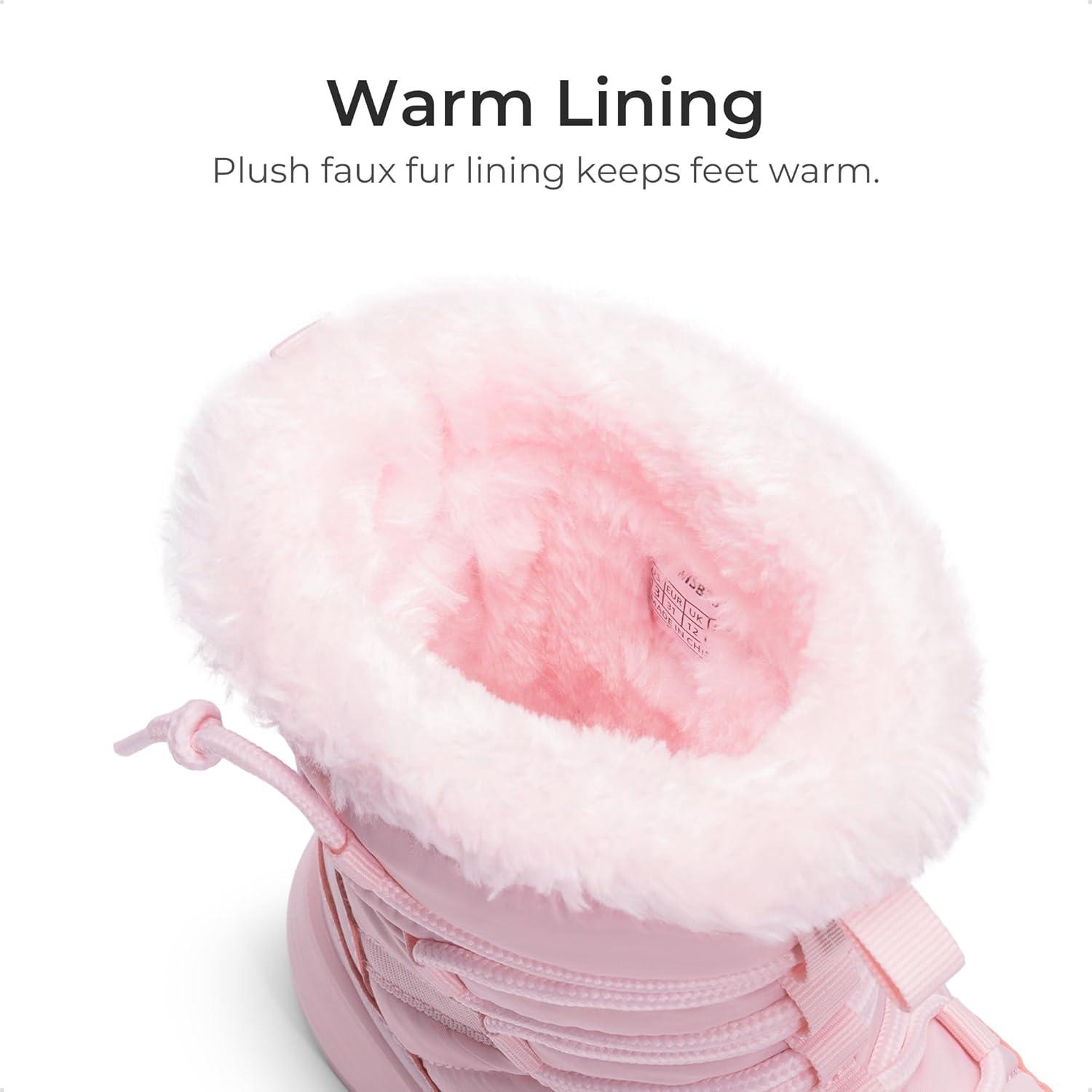 imageDREAM PAIRS Girls Boys Winter Snow Boots Slip Resistant Faux Fur Lined Windproof Warm SlipOn Boots for KidsPink