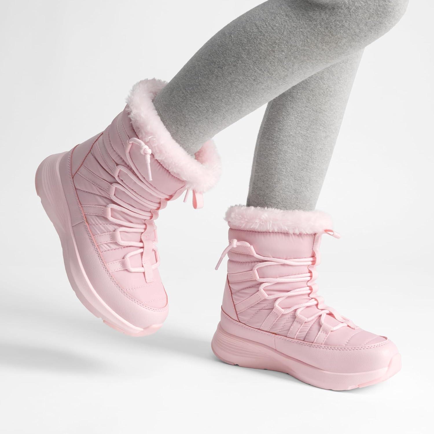 imageDREAM PAIRS Girls Boys Winter Snow Boots Slip Resistant Faux Fur Lined Windproof Warm SlipOn Boots for KidsPink