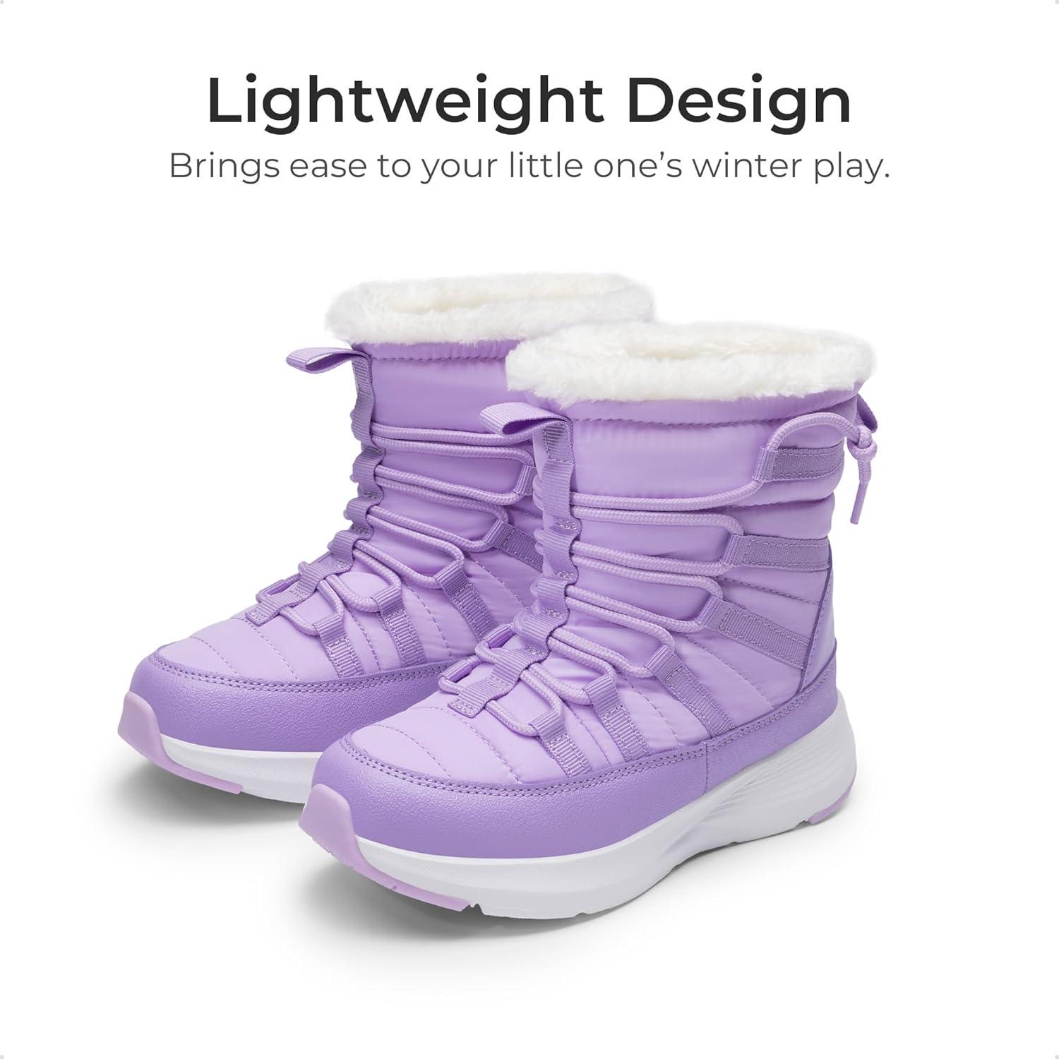 imageDREAM PAIRS Girls Boys Winter Snow Boots Slip Resistant Faux Fur Lined Windproof Warm SlipOn Boots for KidsPurple