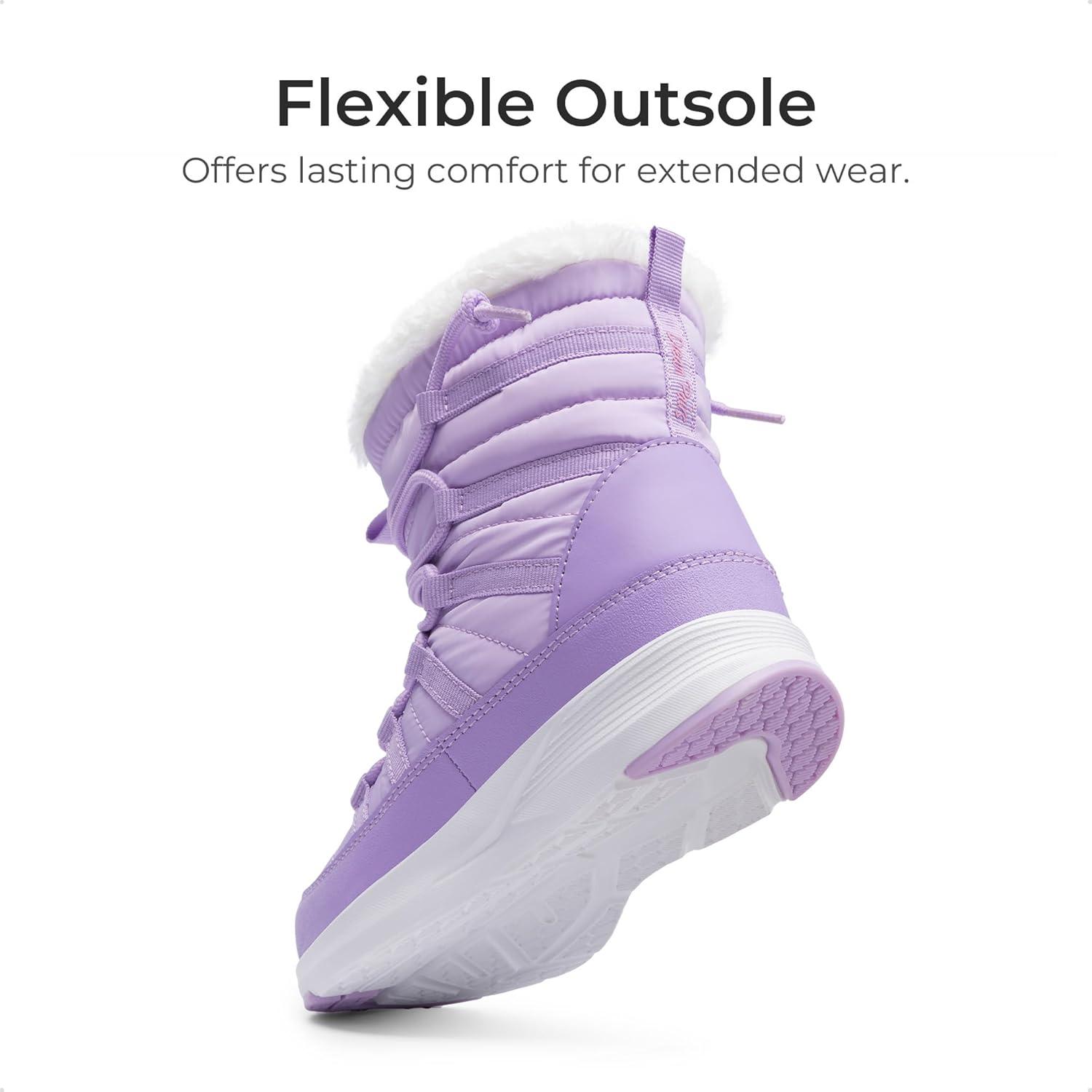 imageDREAM PAIRS Girls Boys Winter Snow Boots Slip Resistant Faux Fur Lined Windproof Warm SlipOn Boots for KidsPurple