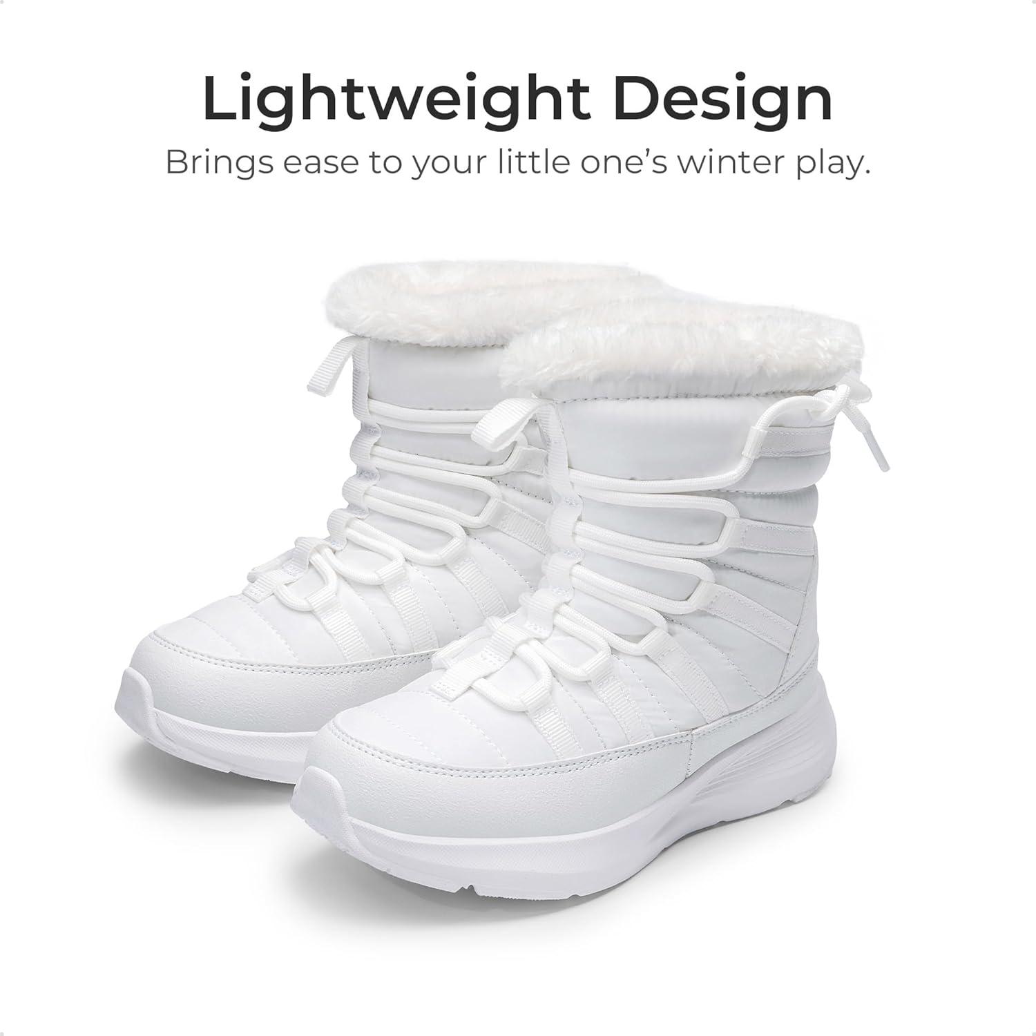 imageDREAM PAIRS Girls Boys Winter Snow Boots Slip Resistant Faux Fur Lined Windproof Warm SlipOn Boots for KidsWhite