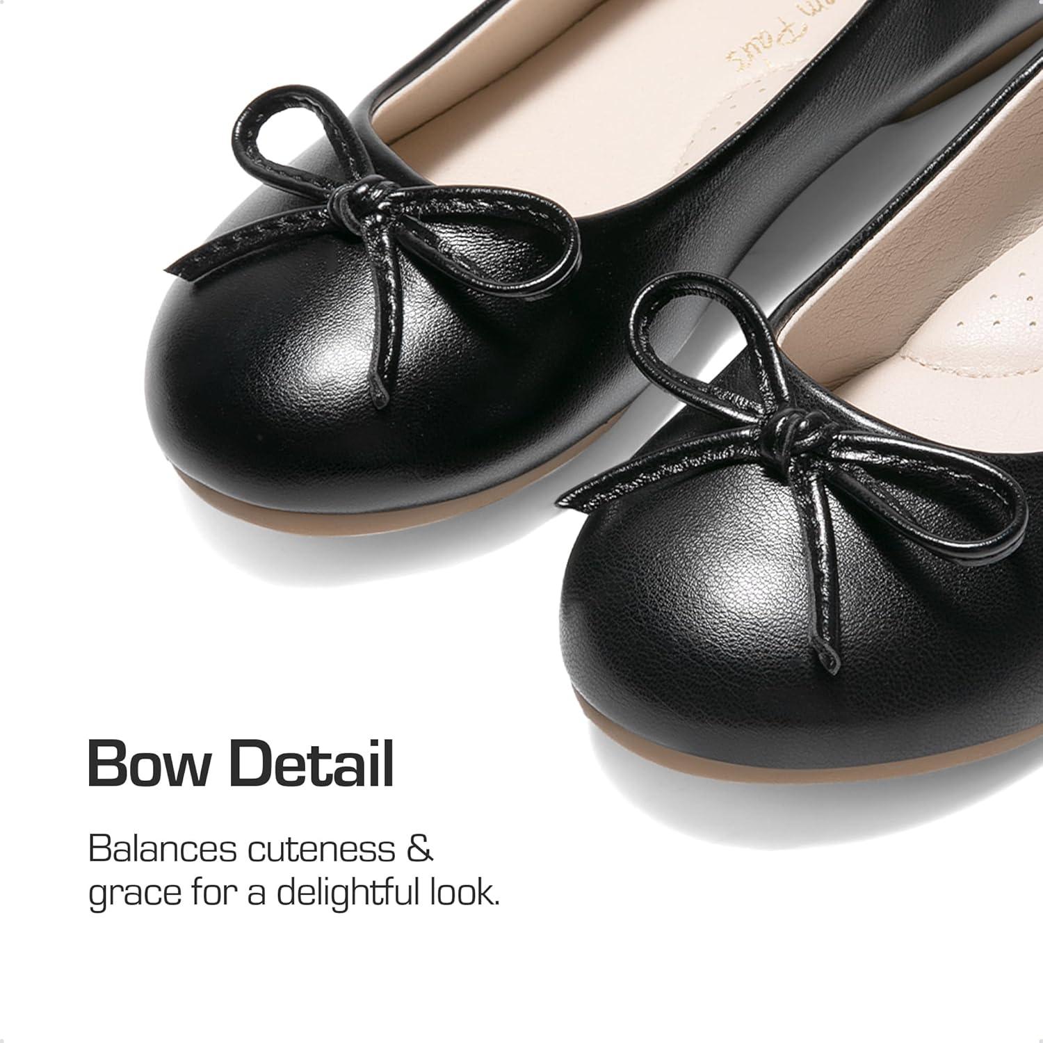 imageDREAM PAIRS Girls Dress Shoes Ballet Flats Slipon Fashion Bow Flower Girl Shoes for Wedding School Party BirthdayBlack