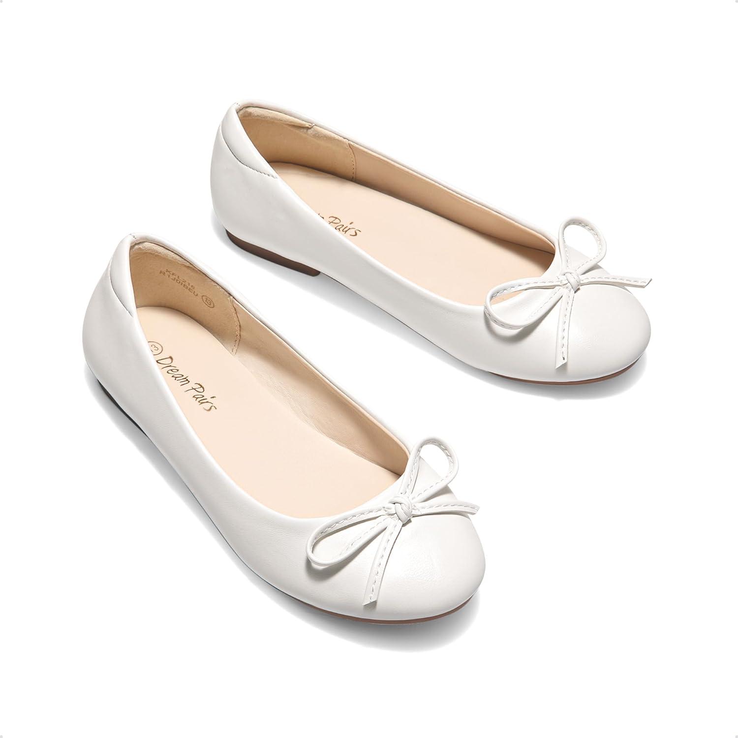 imageDREAM PAIRS Girls Dress Shoes Ballet Flats Slipon Fashion Bow Flower Girl Shoes for Wedding School Party BirthdayIvory