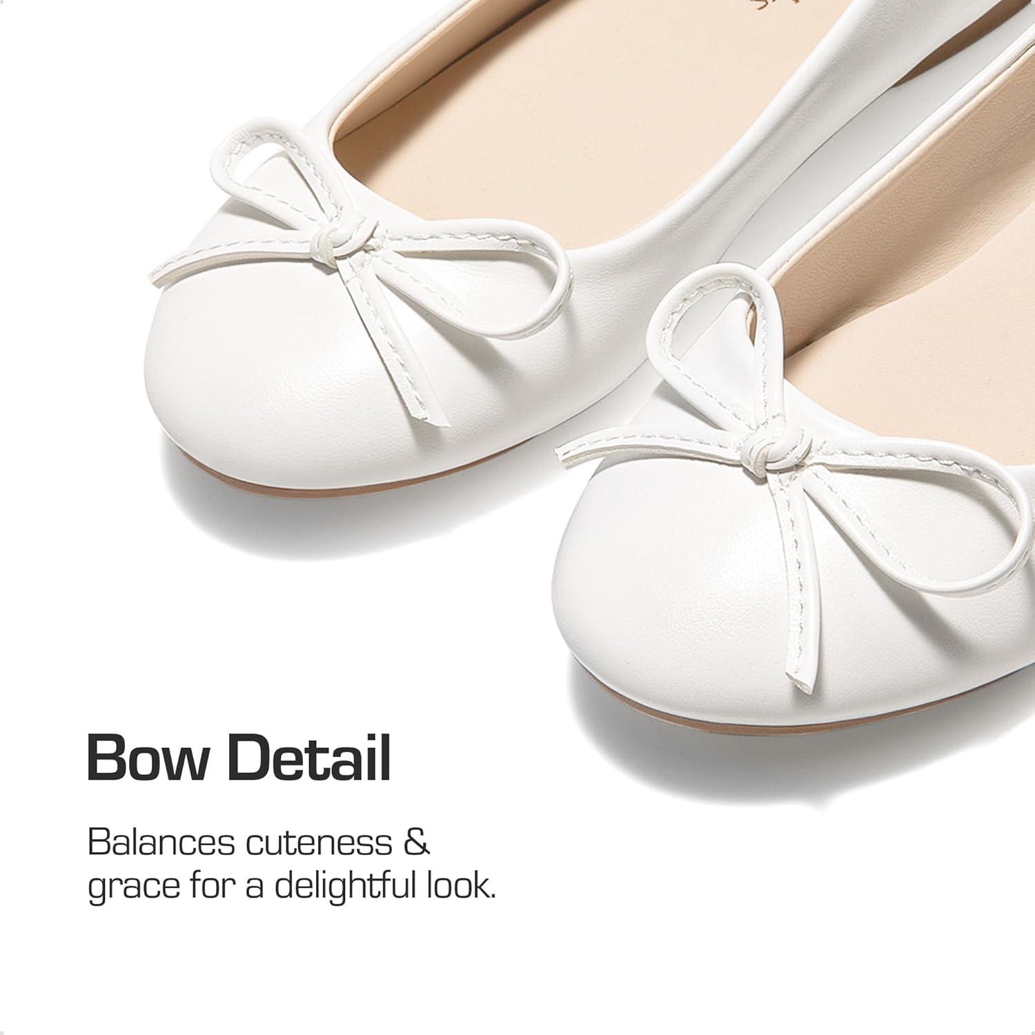 imageDREAM PAIRS Girls Dress Shoes Ballet Flats Slipon Fashion Bow Flower Girl Shoes for Wedding School Party BirthdayIvory