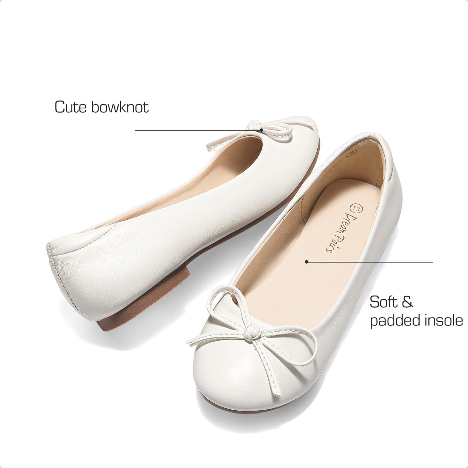 imageDREAM PAIRS Girls Dress Shoes Ballet Flats Slipon Fashion Bow Flower Girl Shoes for Wedding School Party BirthdayIvory