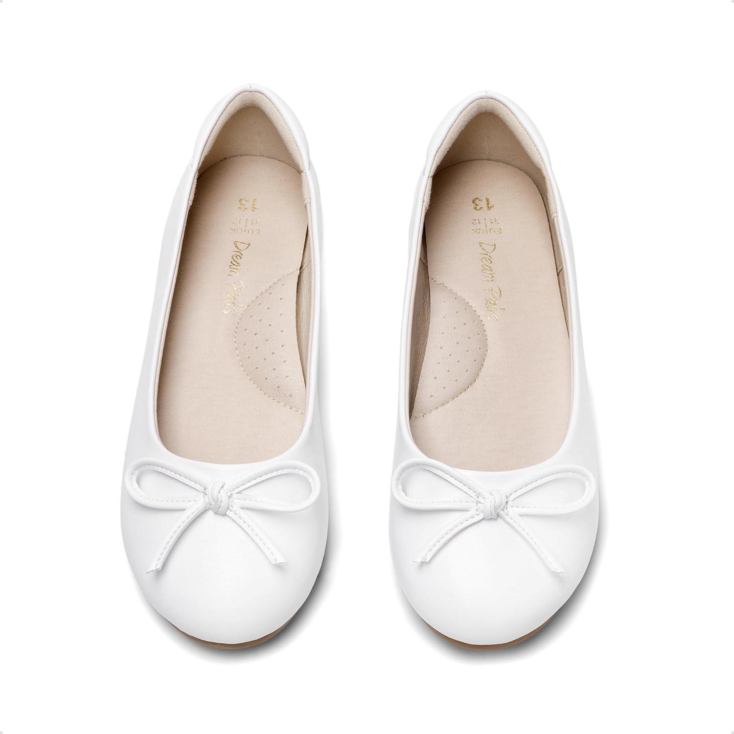 imageDREAM PAIRS Girls Dress Shoes Ballet Flats Slipon Fashion Bow Flower Girl Shoes for Wedding School Party BirthdayWhite