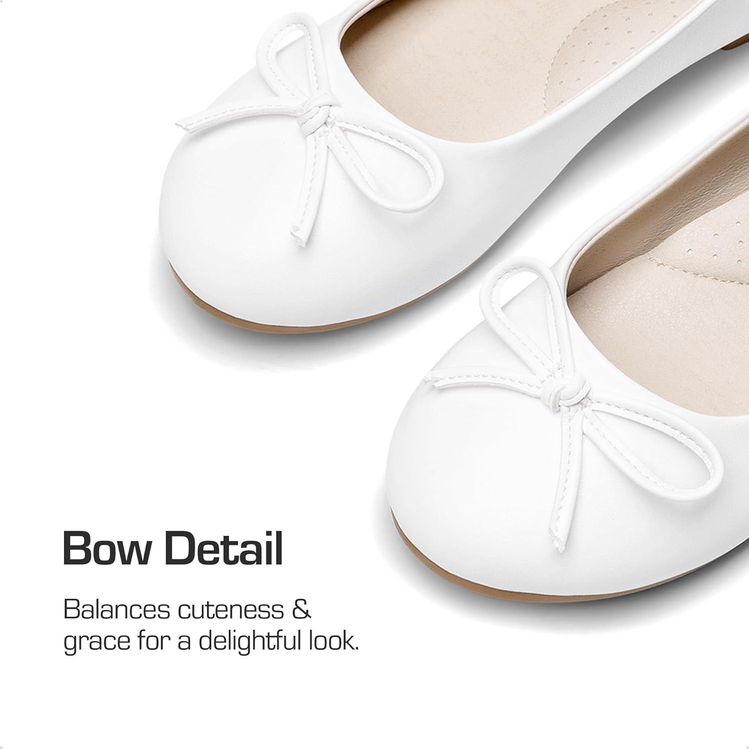 imageDREAM PAIRS Girls Dress Shoes Ballet Flats Slipon Fashion Bow Flower Girl Shoes for Wedding School Party BirthdayWhite