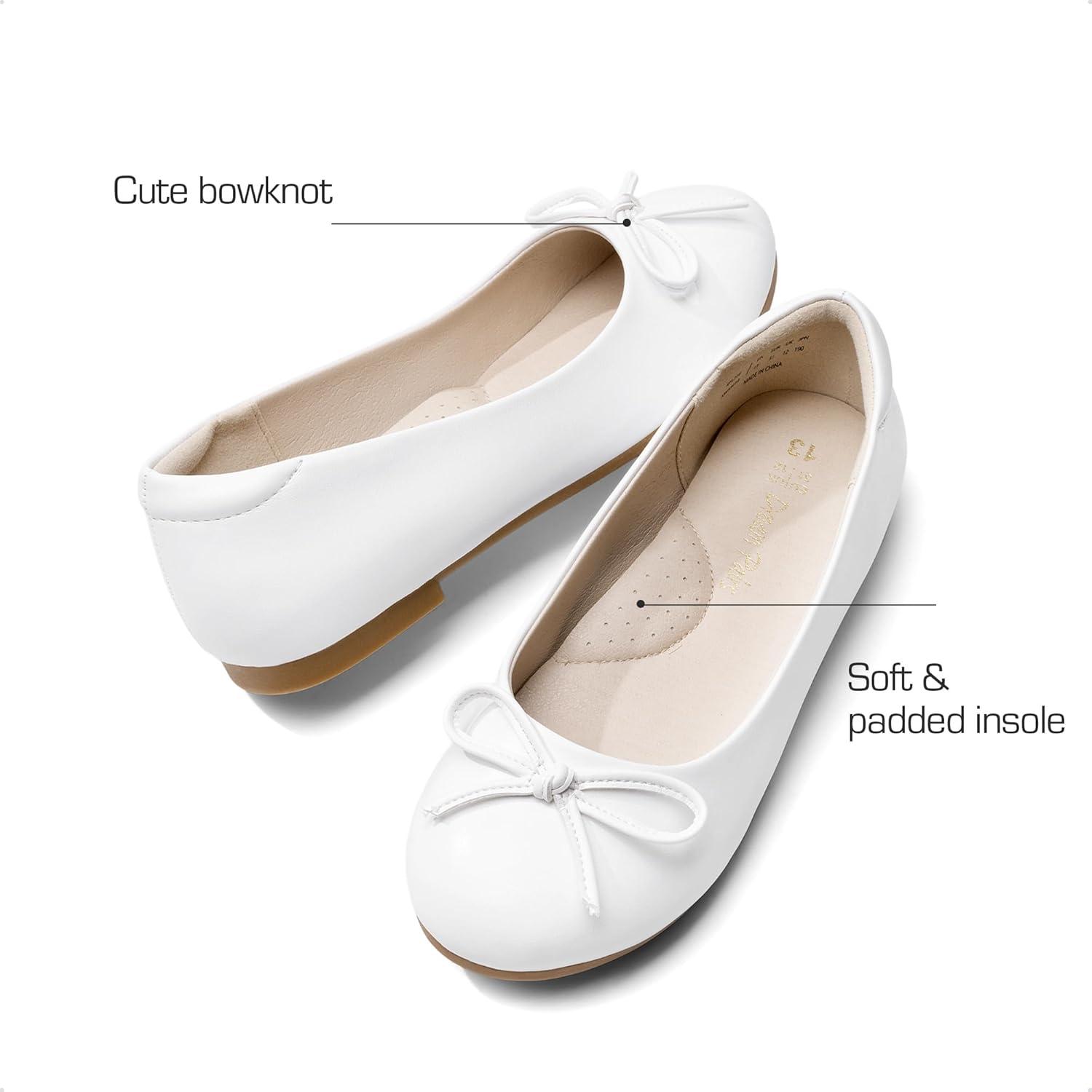 imageDREAM PAIRS Girls Dress Shoes Ballet Flats Slipon Fashion Bow Flower Girl Shoes for Wedding School Party BirthdayWhite