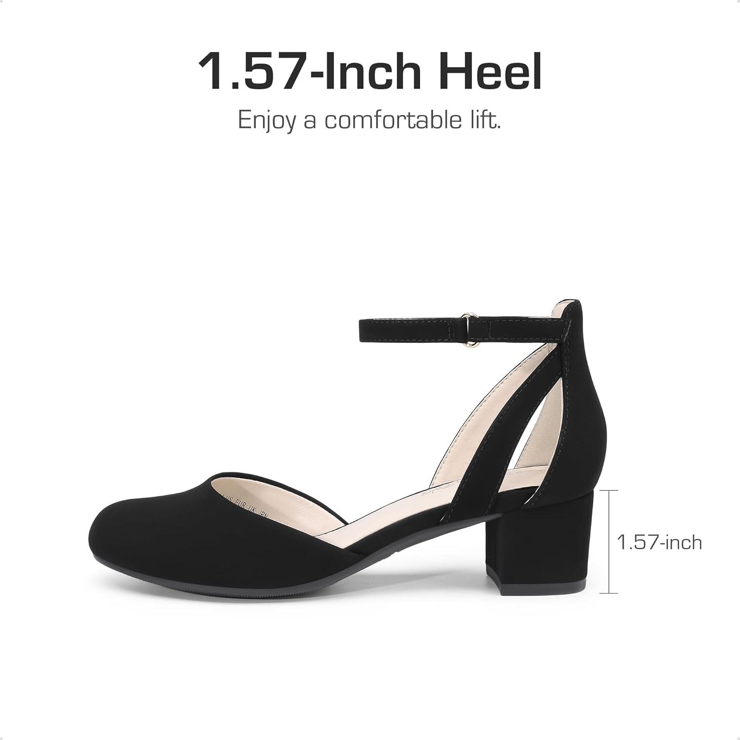 imageDREAM PAIRS Girls Dress Shoes Closed Toe High Heels Ankle Strap Toddler Little Big Kid Wedding Flower Party PumpBlack