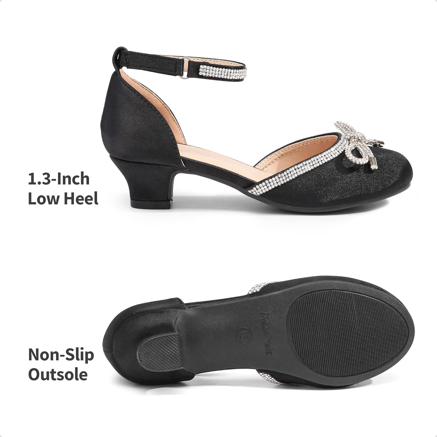imageDREAM PAIRS Girls Dress Shoes Closed Toe Low Heels Ankle Strap Pumps for Toddler Little Big Kid Flower Party Wedding PrincessBlack