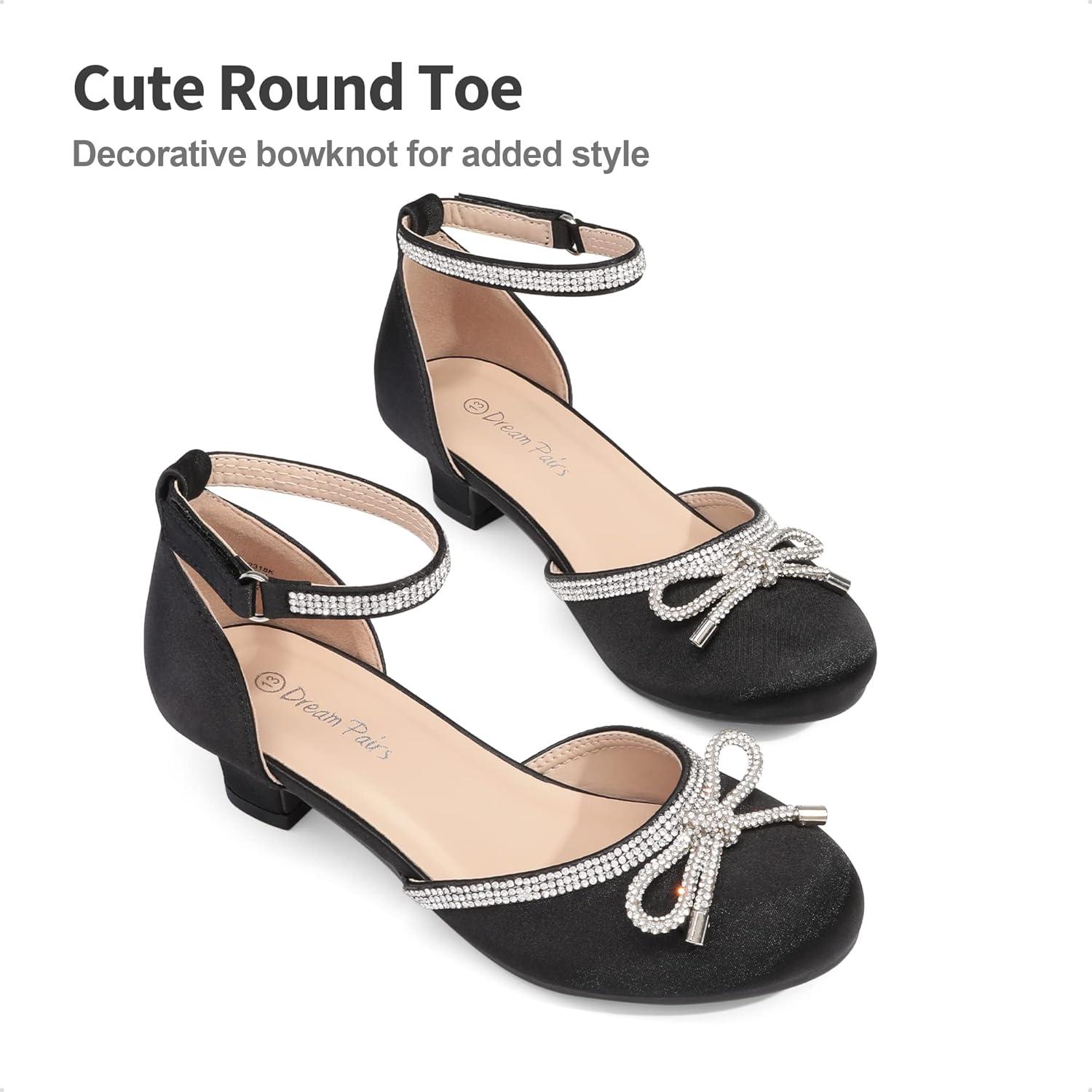 imageDREAM PAIRS Girls Dress Shoes Closed Toe Low Heels Ankle Strap Pumps for Toddler Little Big Kid Flower Party Wedding PrincessBlack