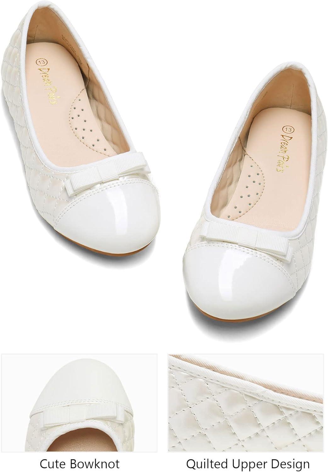 imageDREAM PAIRS Girls Dress Shoes Flower Girl Slipon Bow Ballet Flats for Wedding Party School Little KidBig KidBeigeWhite