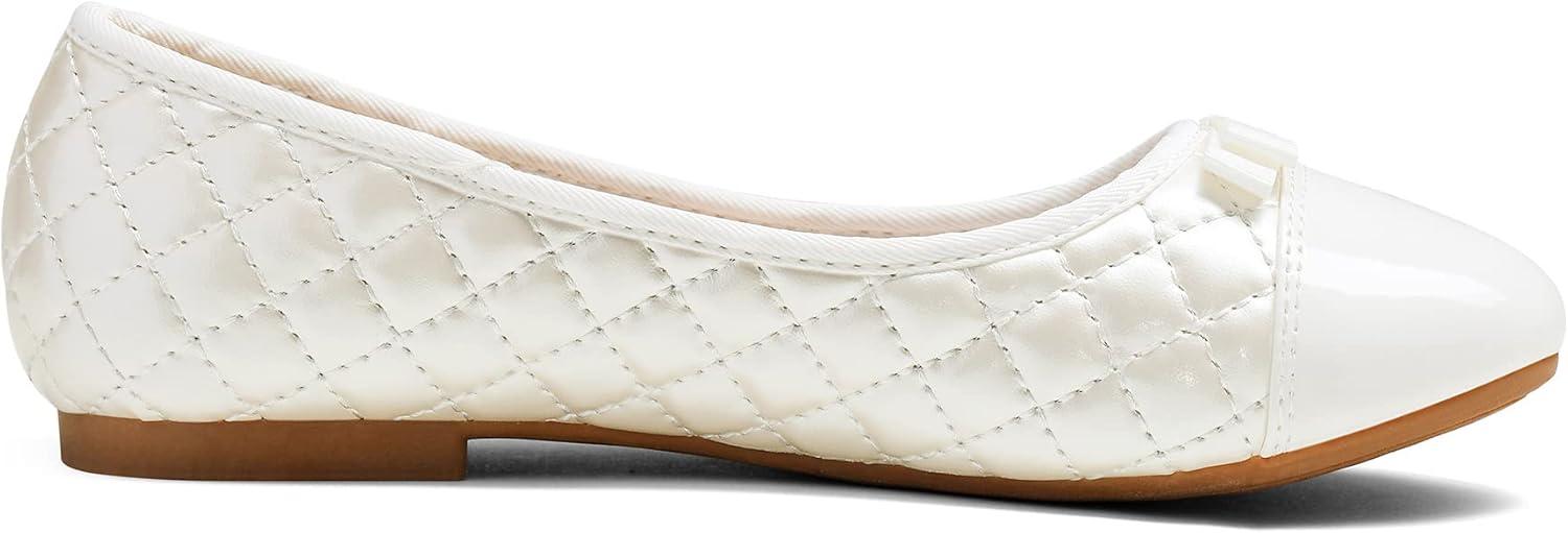 imageDREAM PAIRS Girls Dress Shoes Flower Girl Slipon Bow Ballet Flats for Wedding Party School Little KidBig KidBeigeWhite