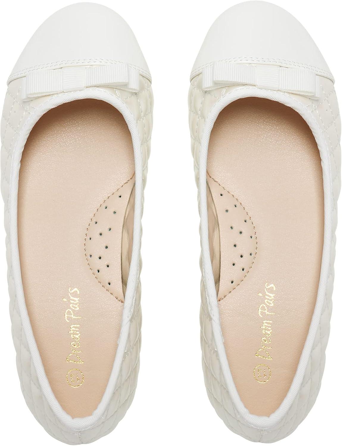 imageDREAM PAIRS Girls Dress Shoes Flower Girl Slipon Bow Ballet Flats for Wedding Party School Little KidBig KidBeigeWhite