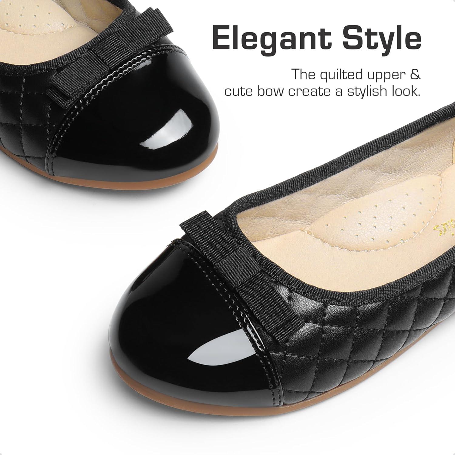 imageDREAM PAIRS Girls Dress Shoes Flower Girl Slipon Bow Ballet Flats for Wedding Party School Little KidBig KidBlack