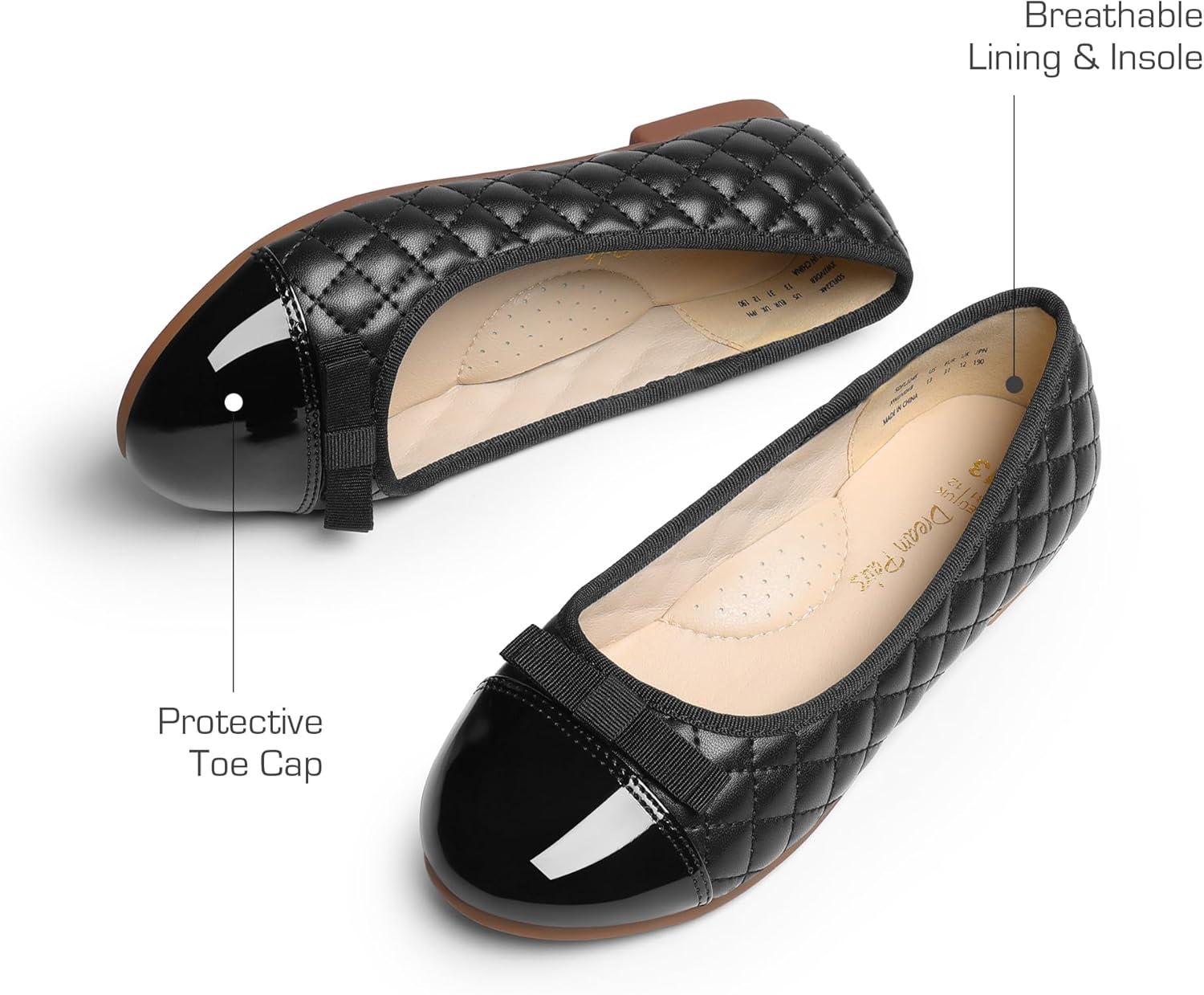 imageDREAM PAIRS Girls Dress Shoes Flower Girl Slipon Bow Ballet Flats for Wedding Party School Little KidBig KidBlack