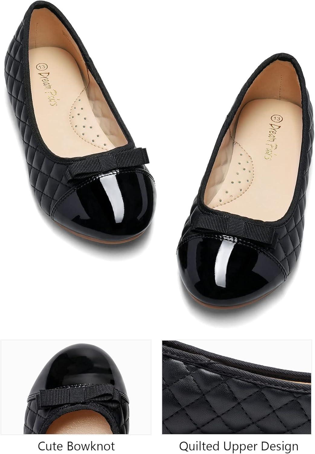 imageDREAM PAIRS Girls Dress Shoes Flower Girl Slipon Bow Ballet Flats for Wedding Party School Little KidBig KidBlack