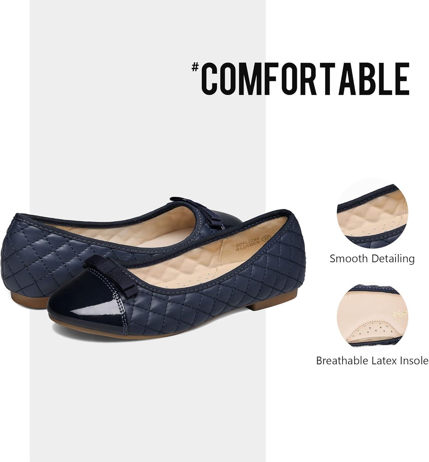 imageDREAM PAIRS Girls Dress Shoes Flower Girl Slipon Bow Ballet Flats for Wedding Party School Little KidBig KidNavyBlue