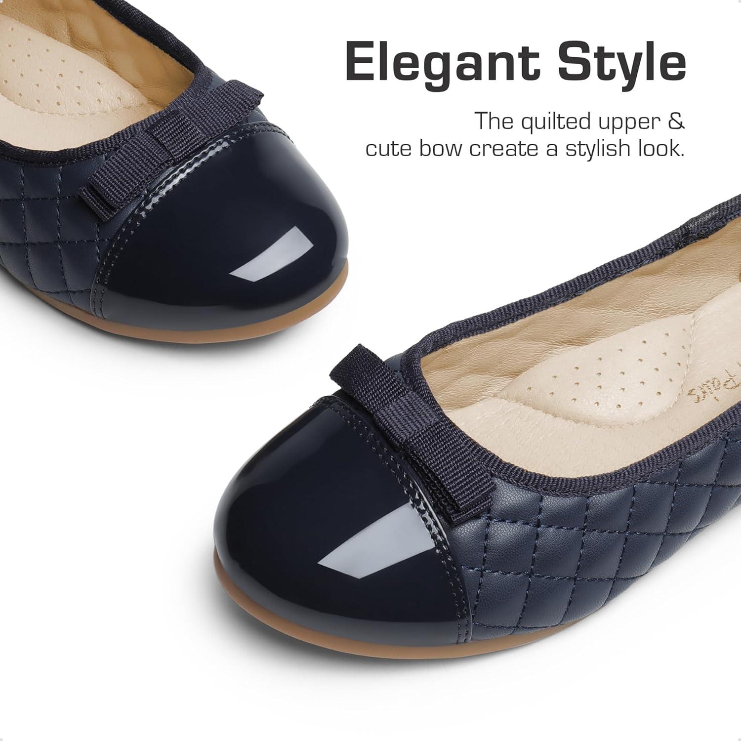 imageDREAM PAIRS Girls Dress Shoes Flower Girl Slipon Bow Ballet Flats for Wedding Party School Little KidBig KidNavyBlue