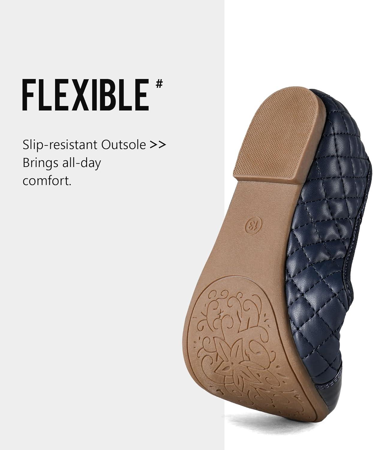 imageDREAM PAIRS Girls Dress Shoes Flower Girl Slipon Bow Ballet Flats for Wedding Party School Little KidBig KidNavyBlue