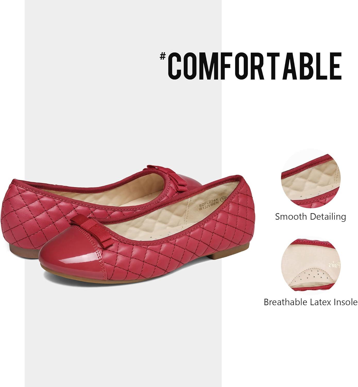 imageDREAM PAIRS Girls Dress Shoes Flower Girl Slipon Bow Ballet Flats for Wedding Party School Little KidBig KidRed