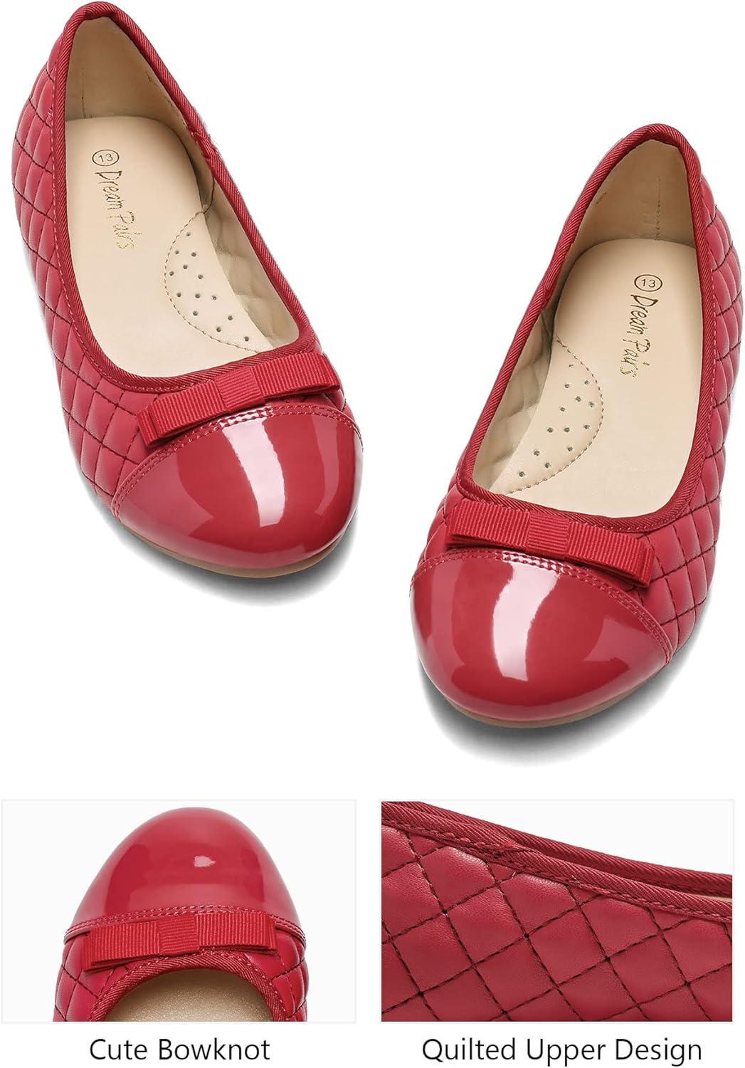 imageDREAM PAIRS Girls Dress Shoes Flower Girl Slipon Bow Ballet Flats for Wedding Party School Little KidBig KidRed