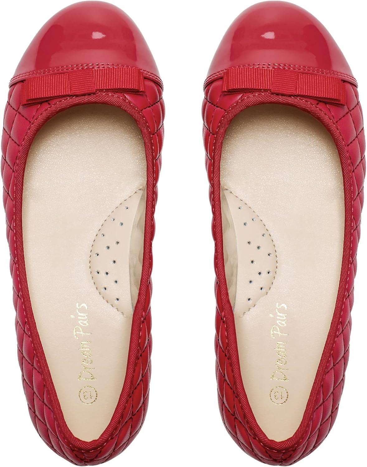 imageDREAM PAIRS Girls Dress Shoes Flower Girl Slipon Bow Ballet Flats for Wedding Party School Little KidBig KidRed