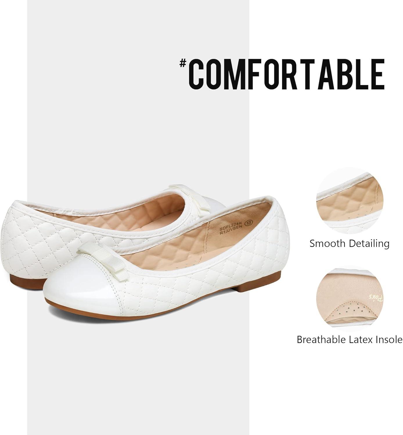 imageDREAM PAIRS Girls Dress Shoes Flower Girl Slipon Bow Ballet Flats for Wedding Party School Little KidBig KidWhite