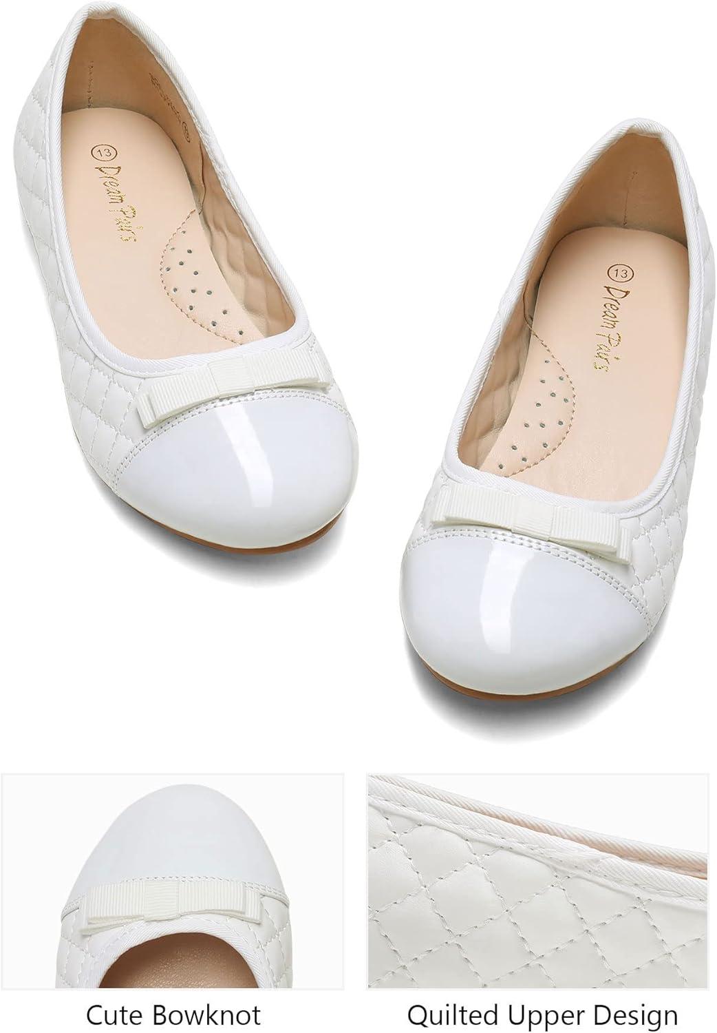 imageDREAM PAIRS Girls Dress Shoes Flower Girl Slipon Bow Ballet Flats for Wedding Party School Little KidBig KidWhite