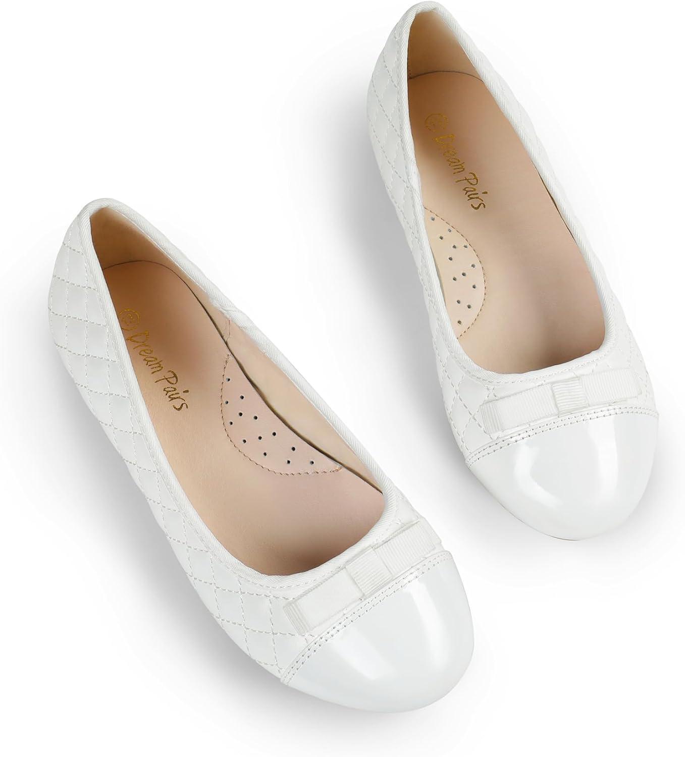 imageDREAM PAIRS Girls Dress Shoes Flower Girl Slipon Bow Ballet Flats for Wedding Party School Little KidBig KidWhite