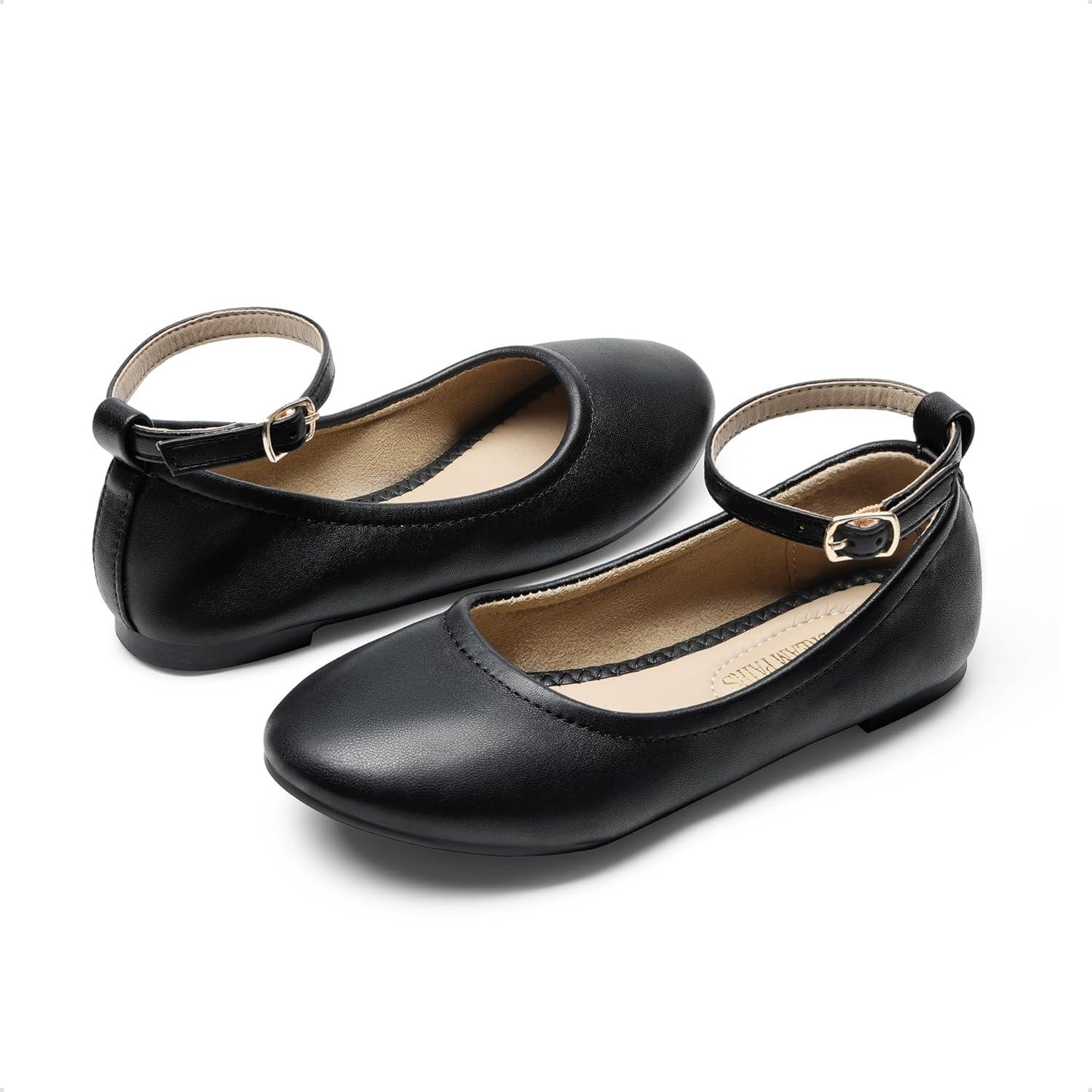 imageDREAM PAIRS Girls Dress Shoes Girls Ballerina Flat Ankle Strap Ballet Flats ToddlerLittle KidBig KidBlack