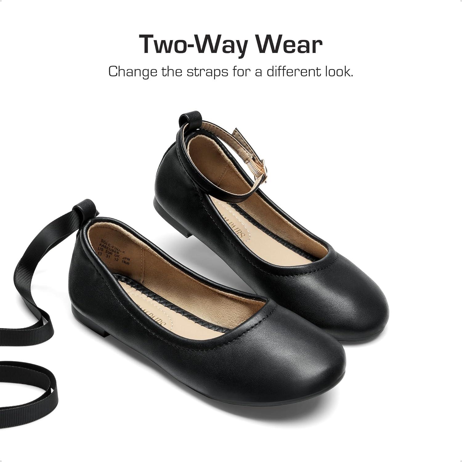 imageDREAM PAIRS Girls Dress Shoes Girls Ballerina Flat Ankle Strap Ballet Flats ToddlerLittle KidBig KidBlack