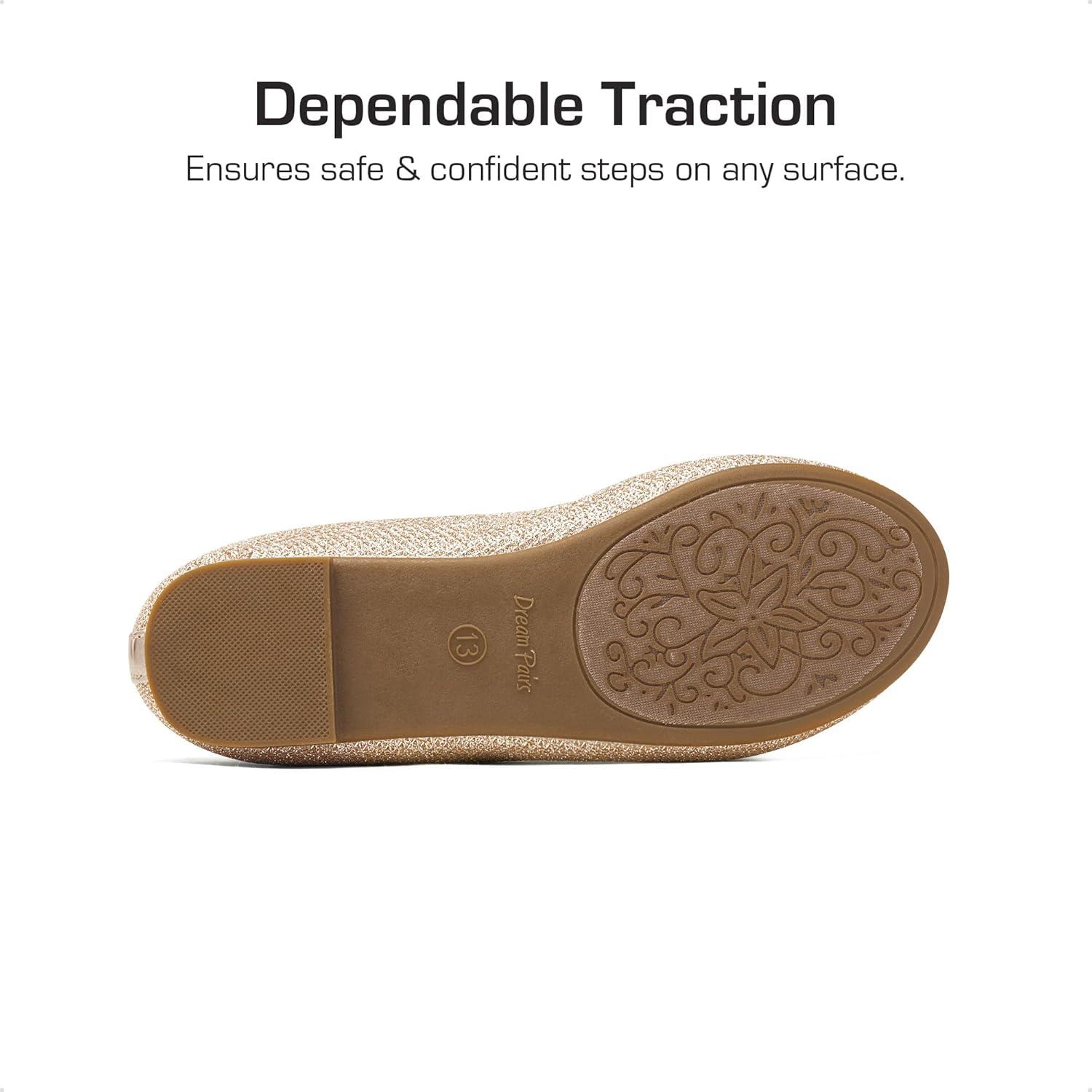 imageDREAM PAIRS Girls Dress Shoes Girls Ballerina Flat Ankle Strap Ballet Flats ToddlerLittle KidBig KidGoldGlitter