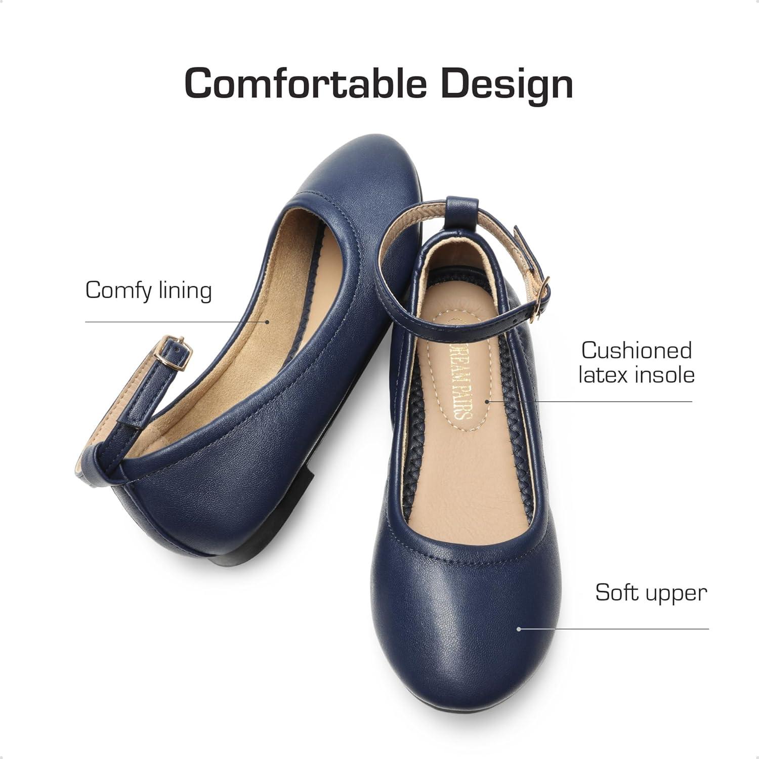 imageDREAM PAIRS Girls Dress Shoes Girls Ballerina Flat Ankle Strap Ballet Flats ToddlerLittle KidBig KidNavy