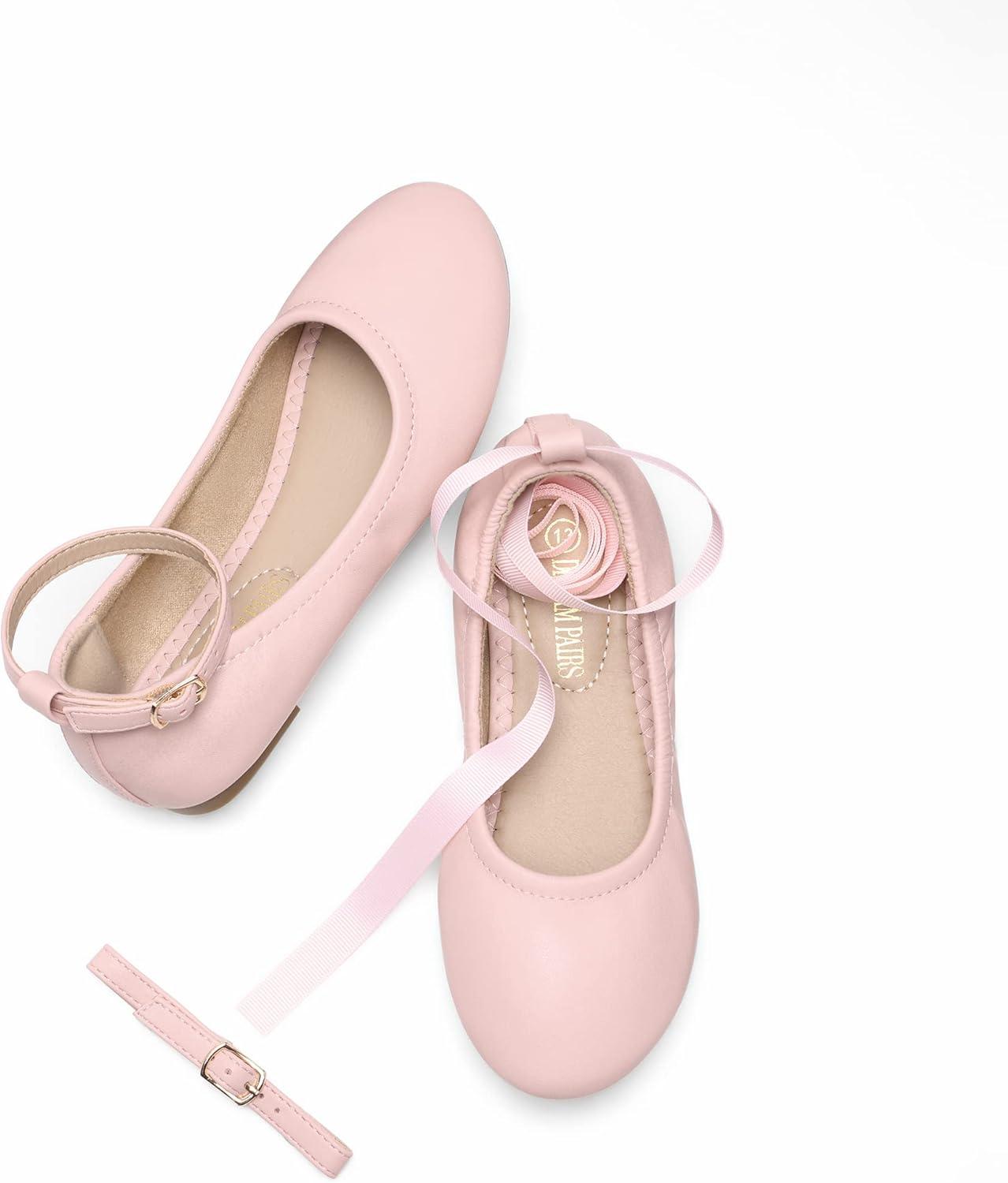 imageDREAM PAIRS Girls Dress Shoes Girls Ballerina Flat Ankle Strap Ballet Flats ToddlerLittle KidBig KidPink