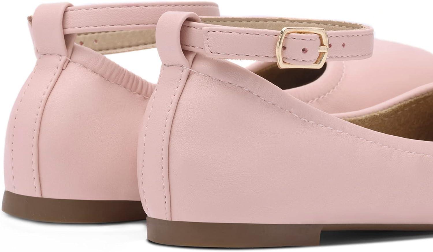 imageDREAM PAIRS Girls Dress Shoes Girls Ballerina Flat Ankle Strap Ballet Flats ToddlerLittle KidBig KidPink