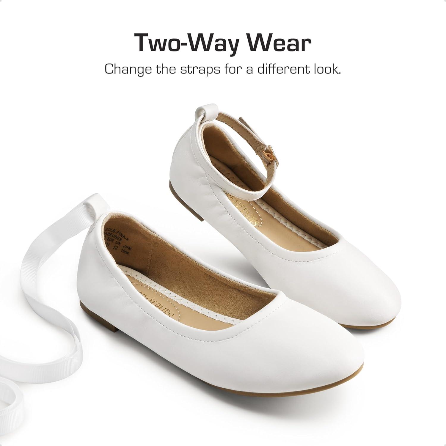 imageDREAM PAIRS Girls Dress Shoes Girls Ballerina Flat Ankle Strap Ballet Flats ToddlerLittle KidBig KidWhite