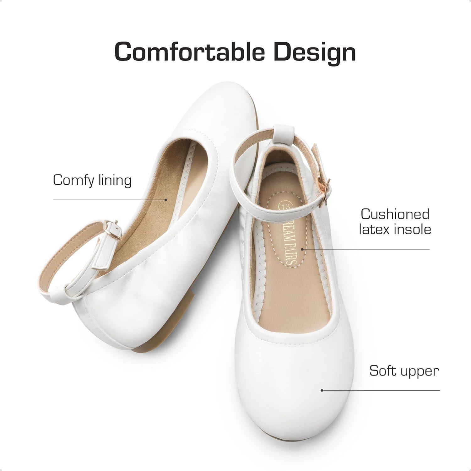 imageDREAM PAIRS Girls Dress Shoes Girls Ballerina Flat Ankle Strap Ballet Flats ToddlerLittle KidBig KidWhite