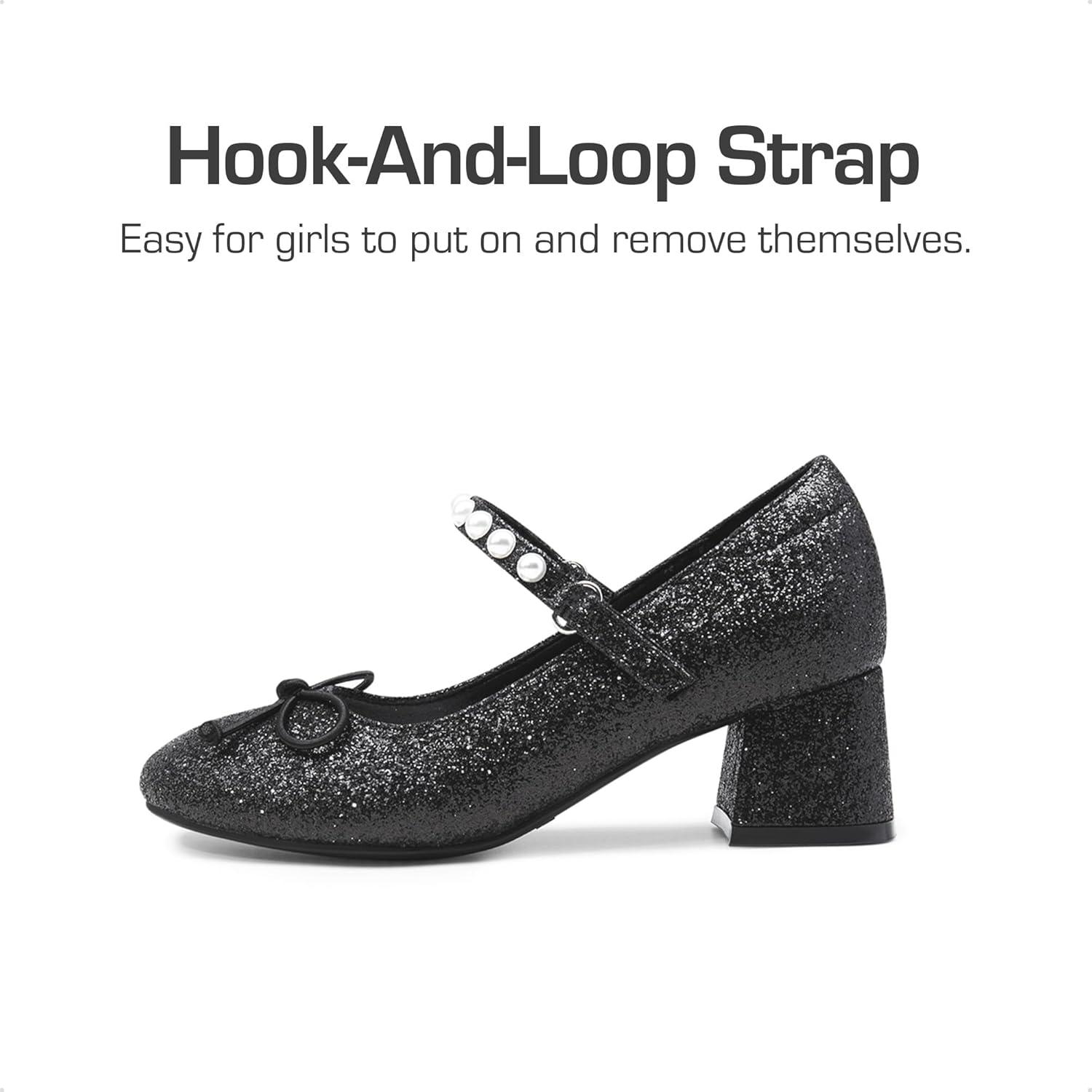 imageDREAM PAIRS Girls Dress Shoes High Heels Party Wedding Princess Pump for Little Big KidBlackglitter