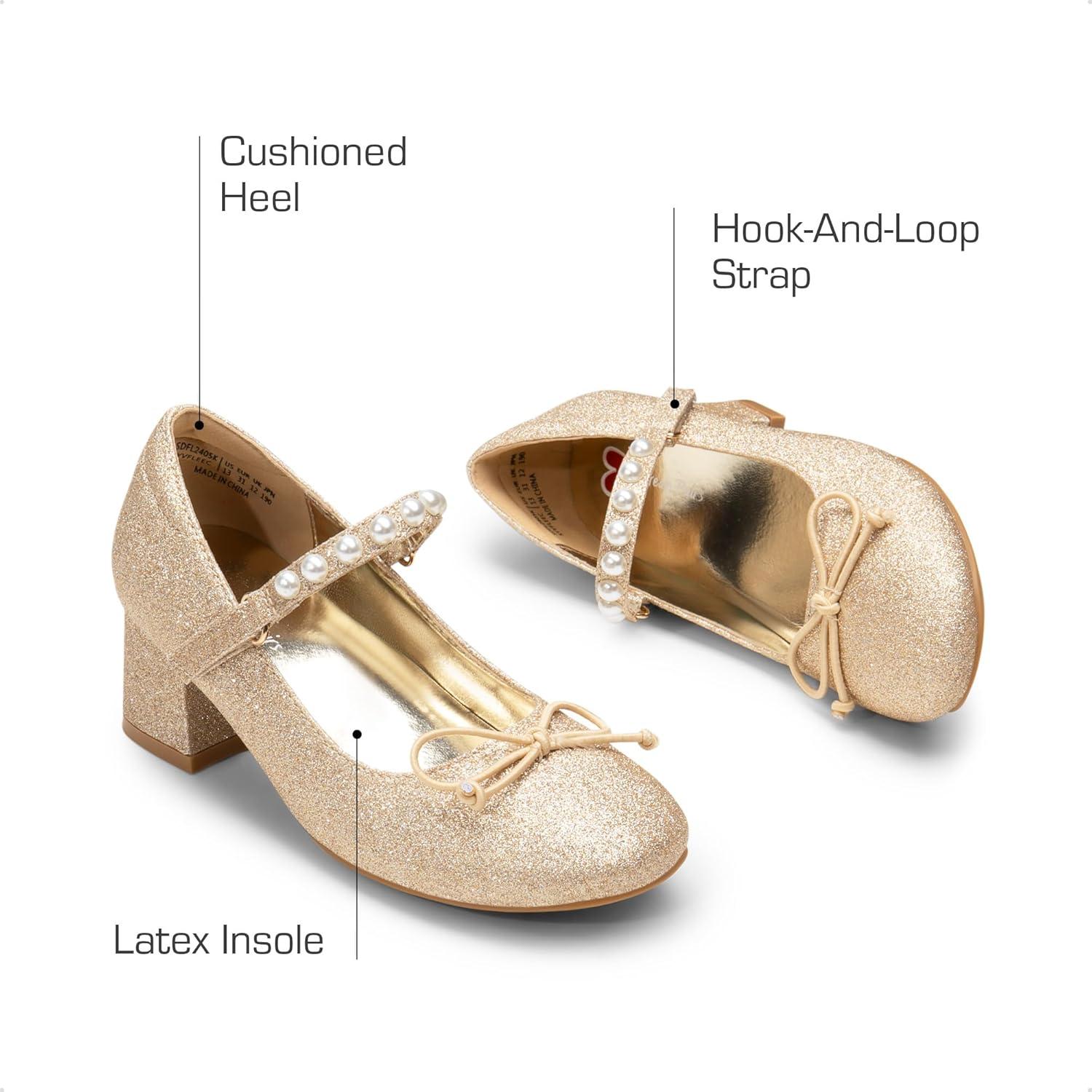 imageDREAM PAIRS Girls Dress Shoes High Heels Party Wedding Princess Pump for Little Big KidGoldglitter