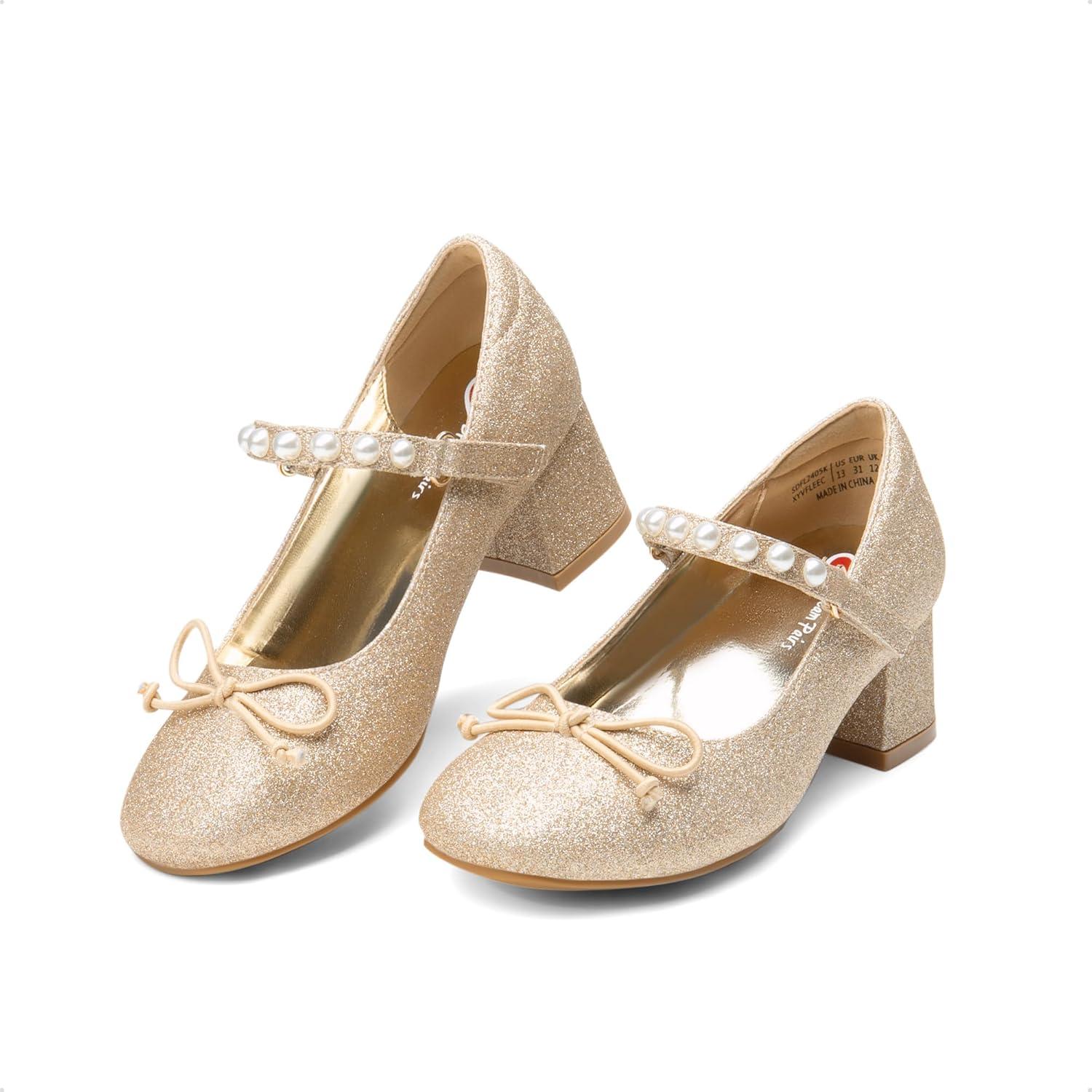 imageDREAM PAIRS Girls Dress Shoes High Heels Party Wedding Princess Pump for Little Big KidGoldglitter