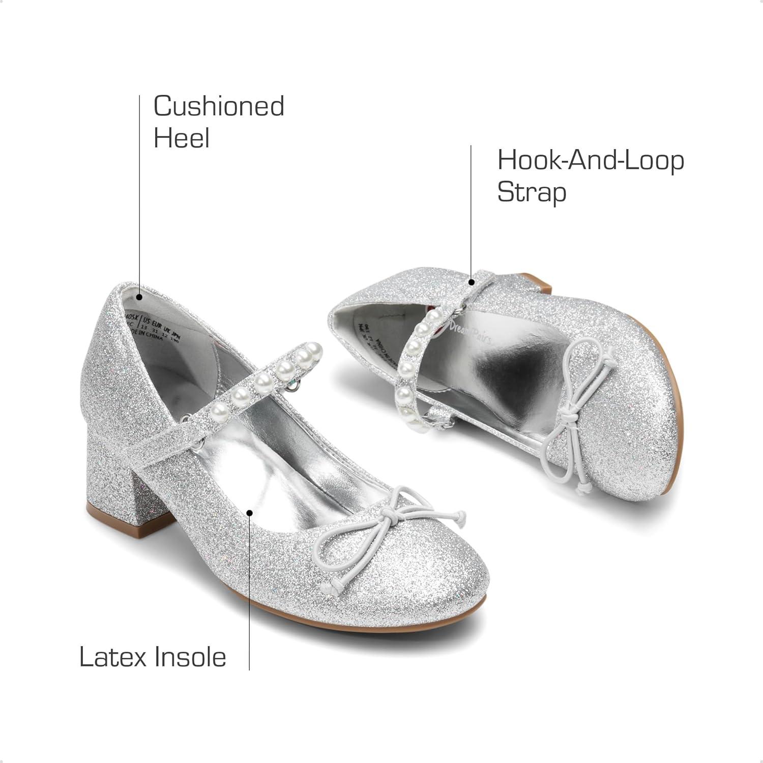 imageDREAM PAIRS Girls Dress Shoes High Heels Party Wedding Princess Pump for Little Big KidSilverglitter