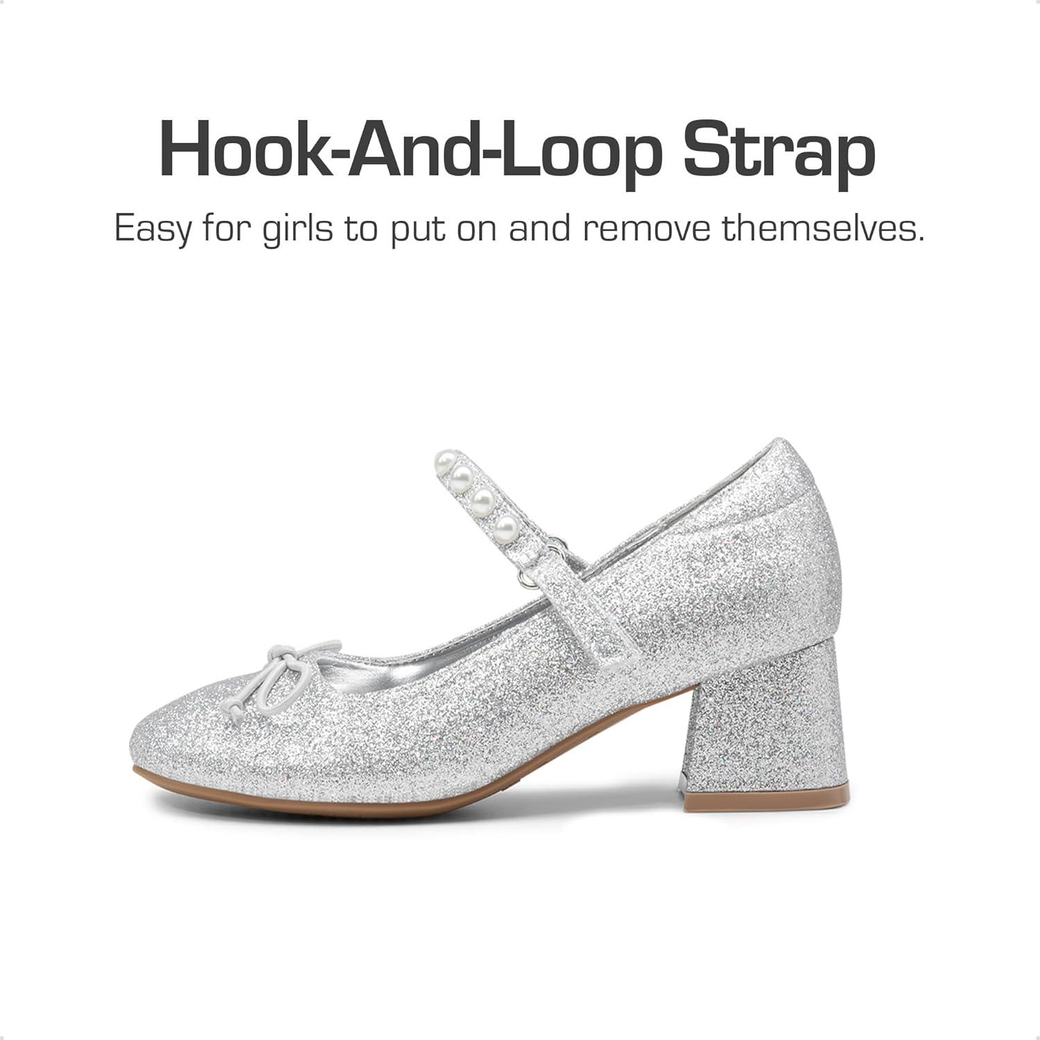 imageDREAM PAIRS Girls Dress Shoes High Heels Party Wedding Princess Pump for Little Big KidSilverglitter