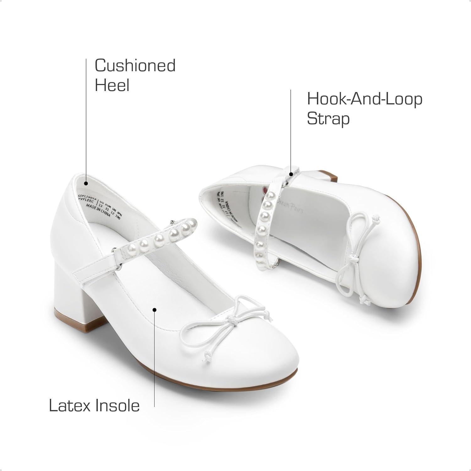 imageDREAM PAIRS Girls Dress Shoes High Heels Party Wedding Princess Pump for Little Big KidWhite